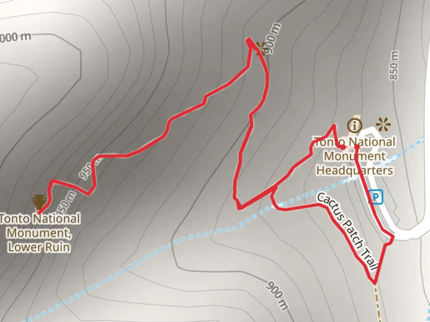 An image depicting the trail Cactus Patch Trail and its surrounding area.