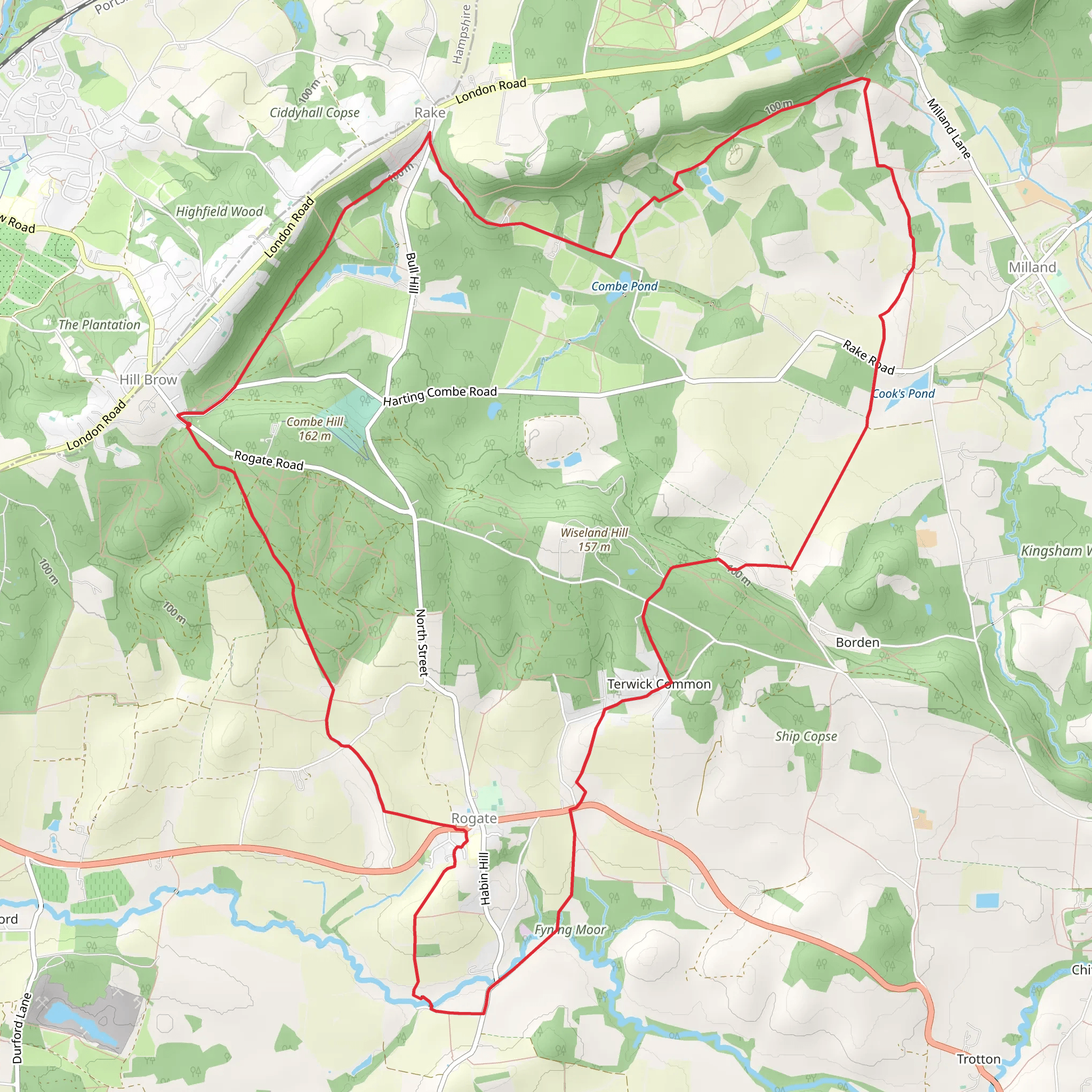 Hill Brow, Rogate and Rake Loop Walk mobile static map