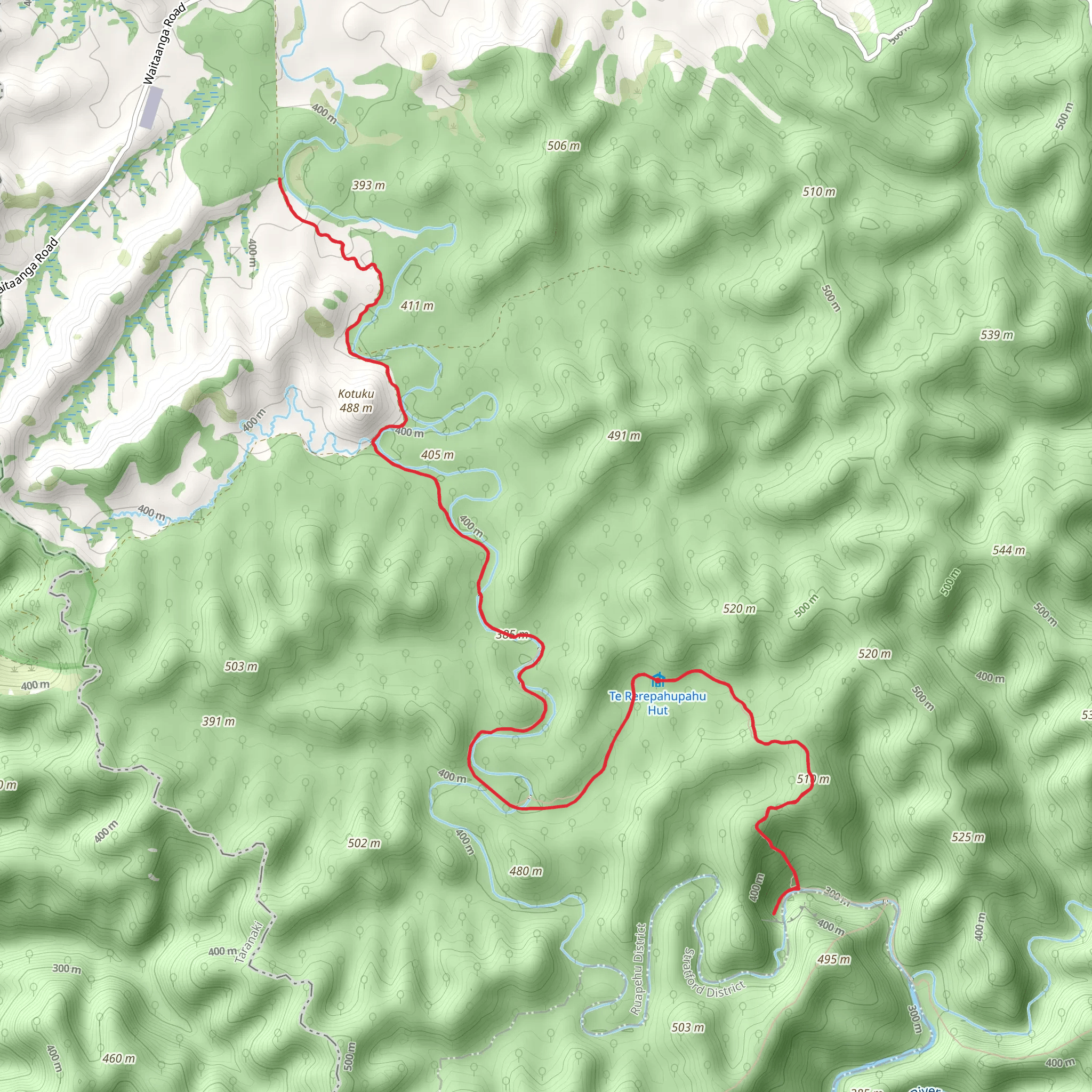 Waitaanga South Road to Te Rerepahupahu Falls Track mobile static map
