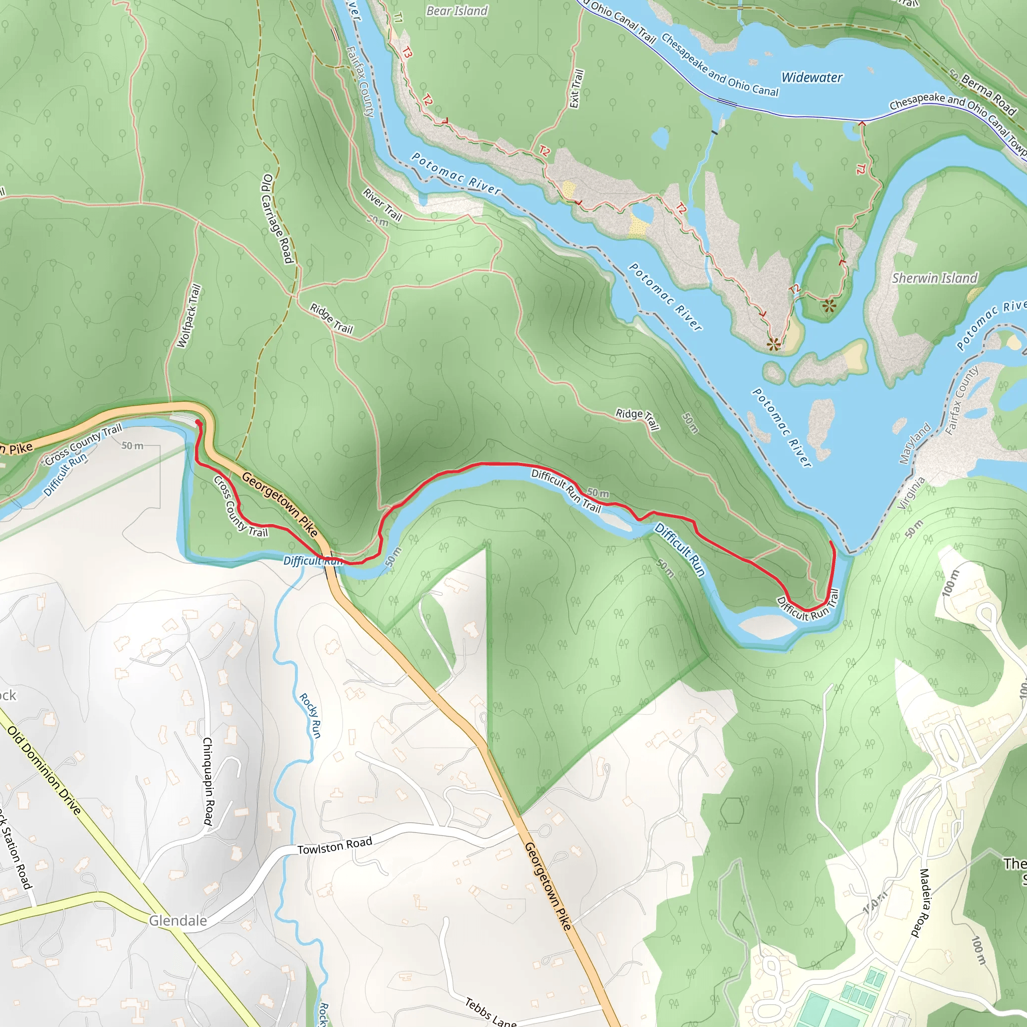 Difficult Run Trail mobile static map