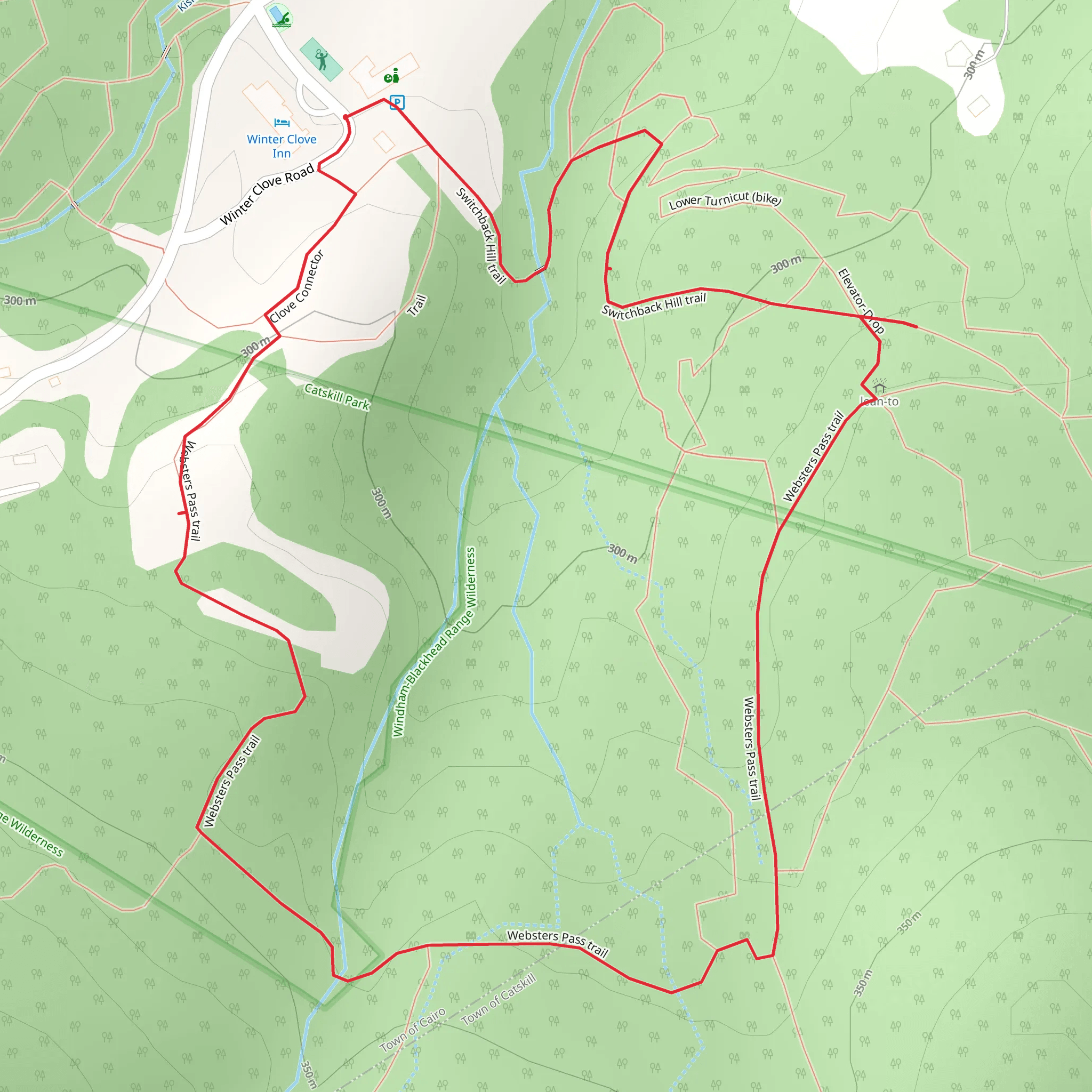 Switchback Hill Trail and Websters Pass trail Loop mobile static map