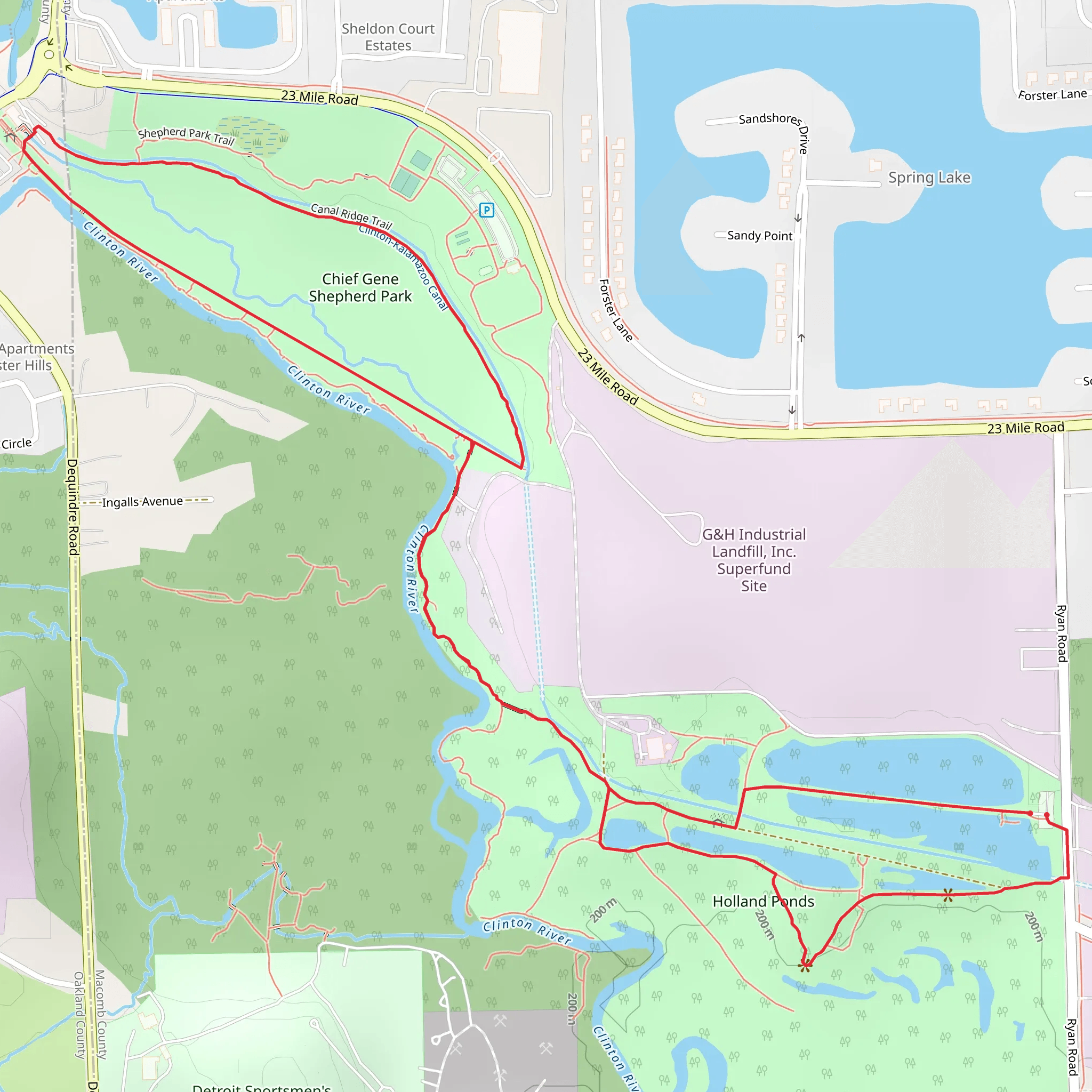 Chief Gene Shepherd Park to Holland Ponds Loop mobile static map