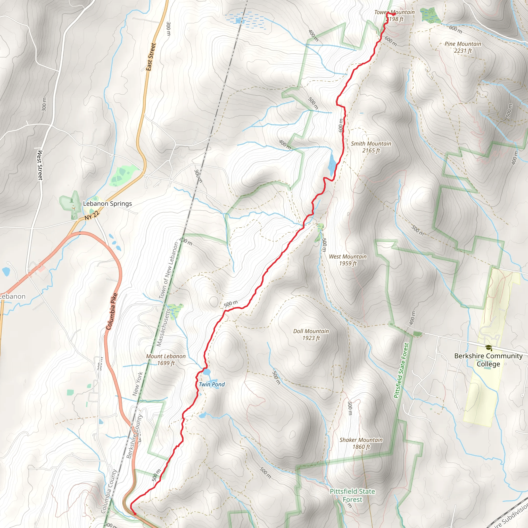 Tower Mountain via Taconic Crest Trail mobile static map