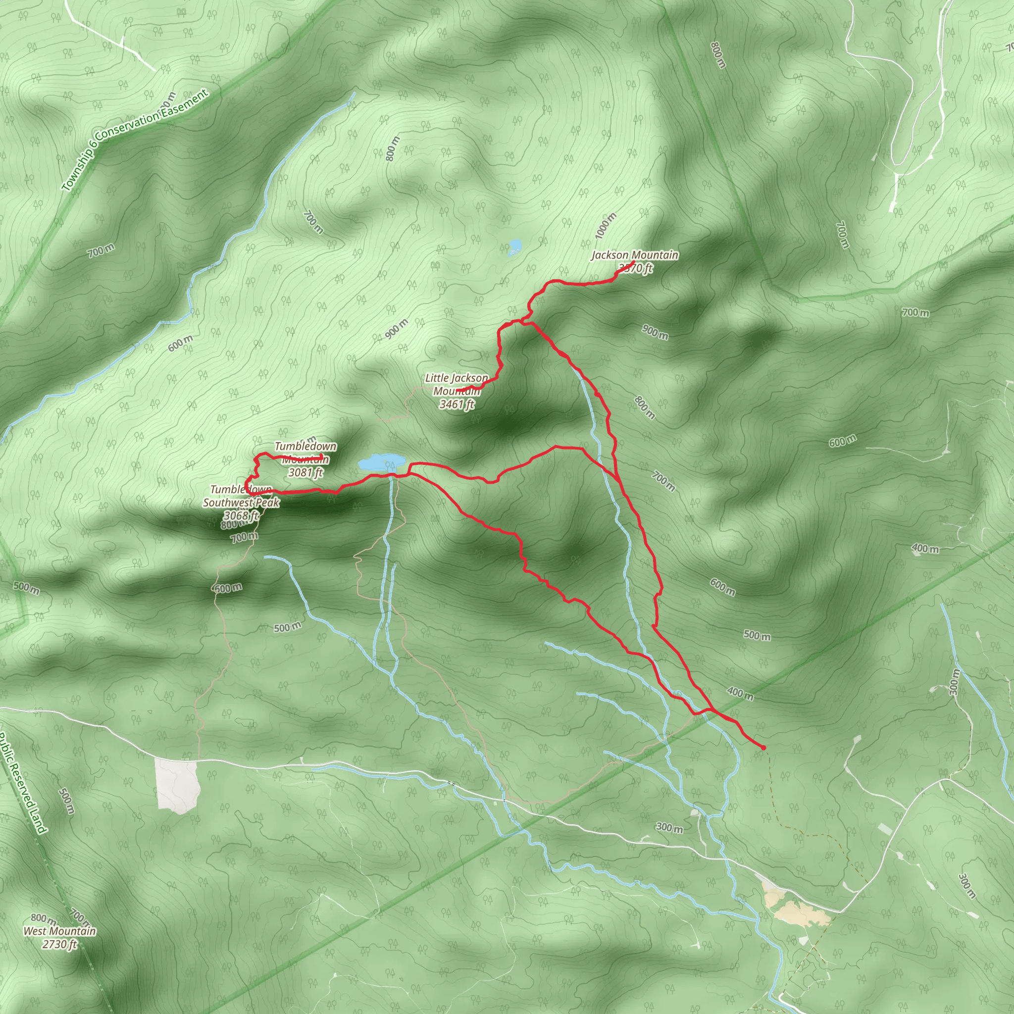 Tumbledown Mountain, Pond and Little Jackson Mountain Loop mobile static map