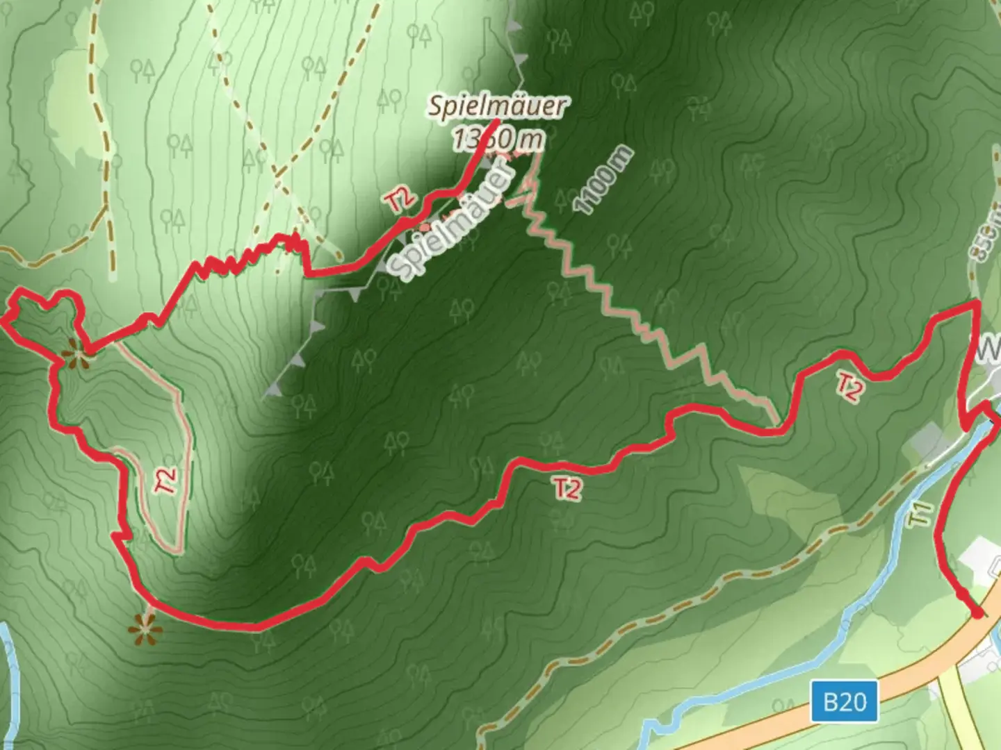 An image depicting the trail Spielmäuer Hike and its surrounding area.
