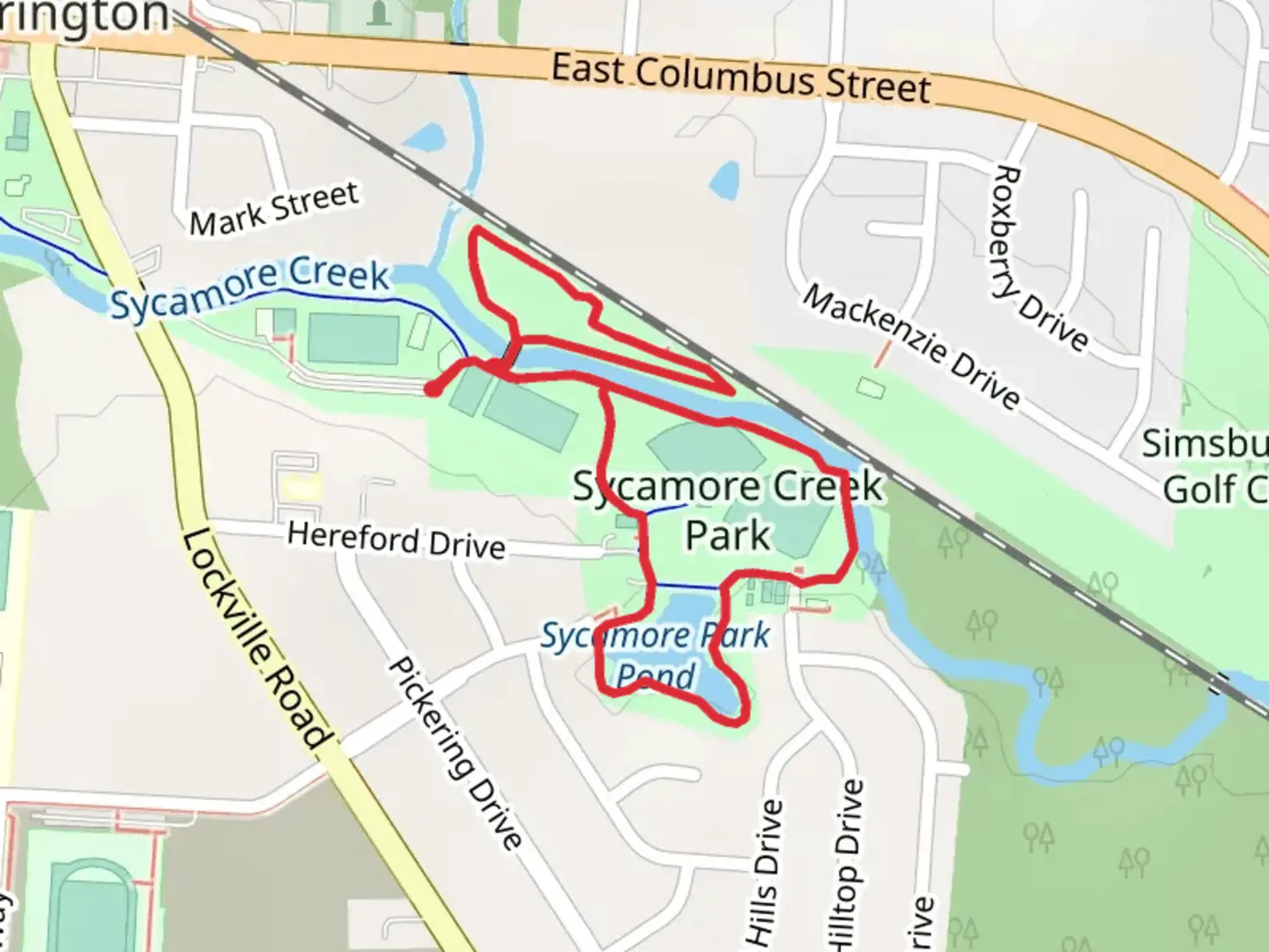 An image depicting the trail Sycamore Creek Park Arboretum Loop and its surrounding area.