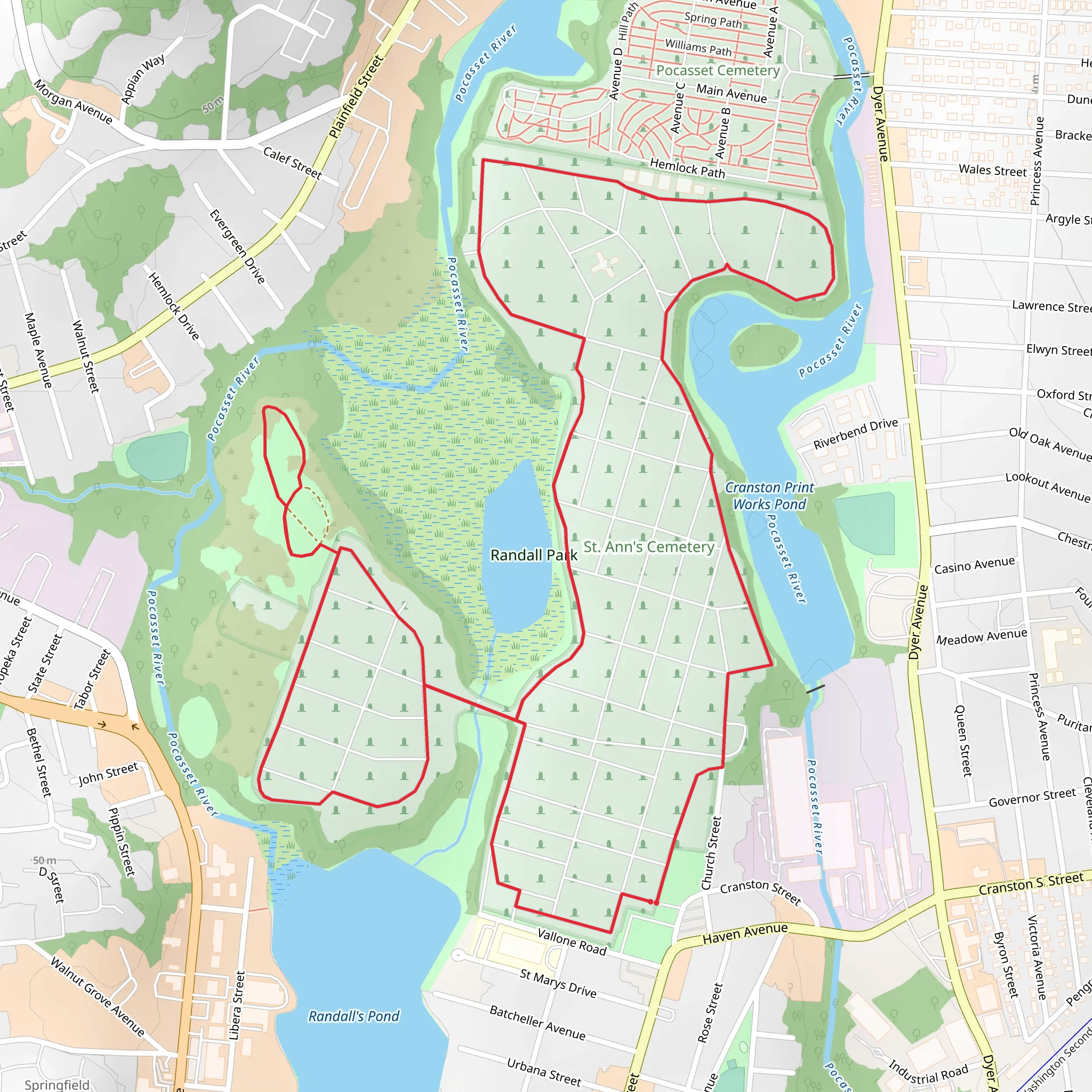 Loop around Dyer Pond mobile static map