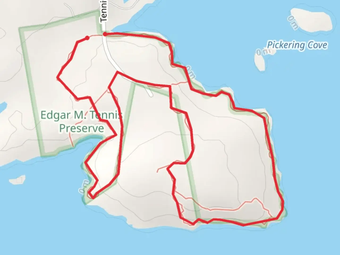 An image depicting the trail Pickering Cove Loop and its surrounding area.