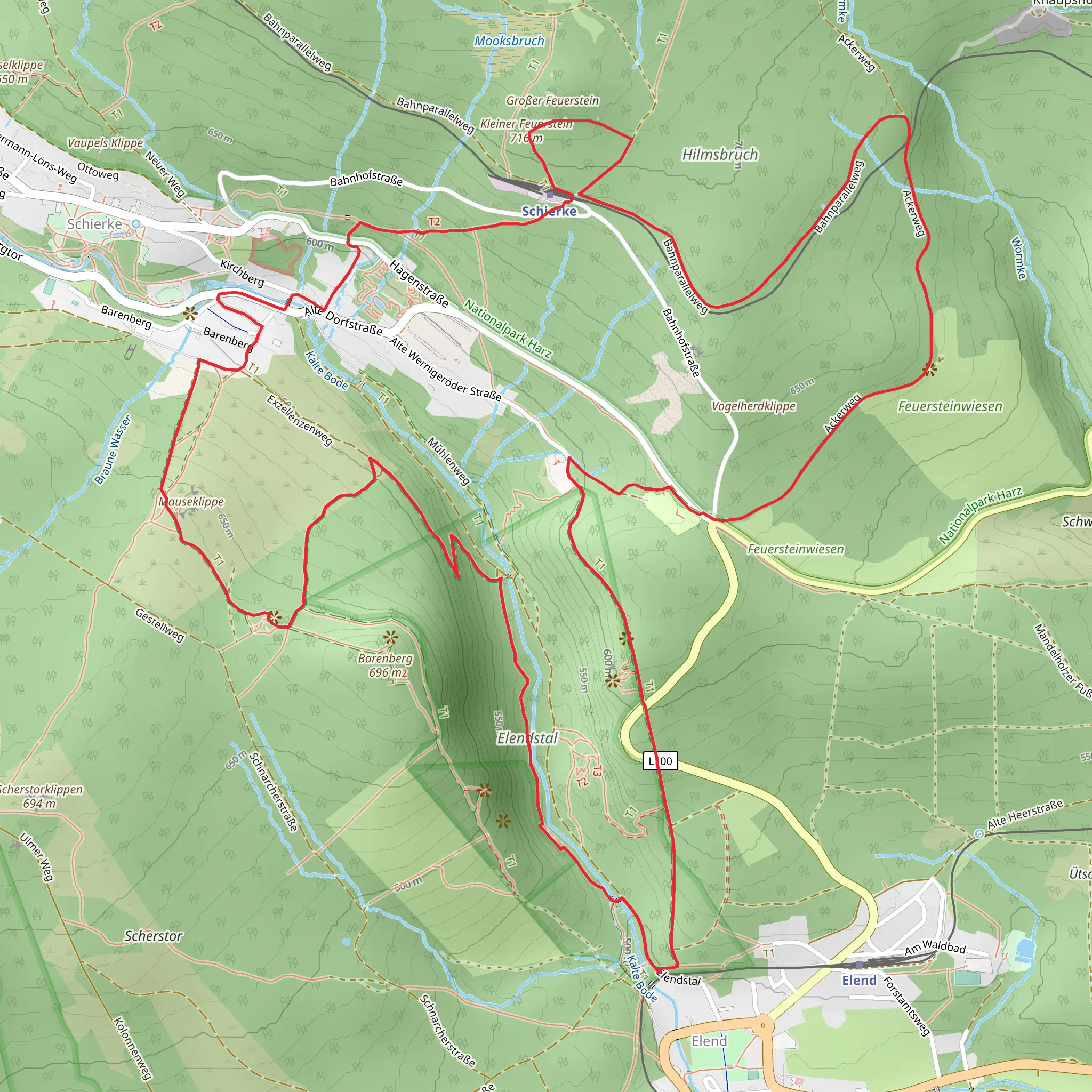 Kleiner Feuerstein and Vergessene Wand via Teufelsstieg and Hohnerundweg mobile static map
