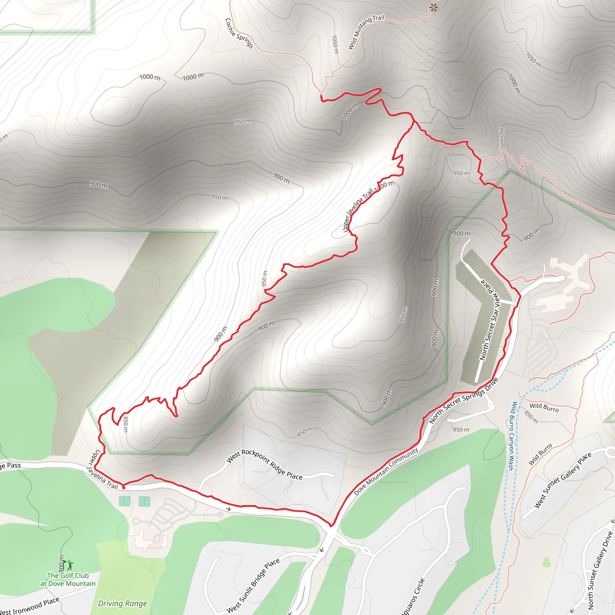 Upper Javelina and Wild Mustang Loop Trail mobile static map