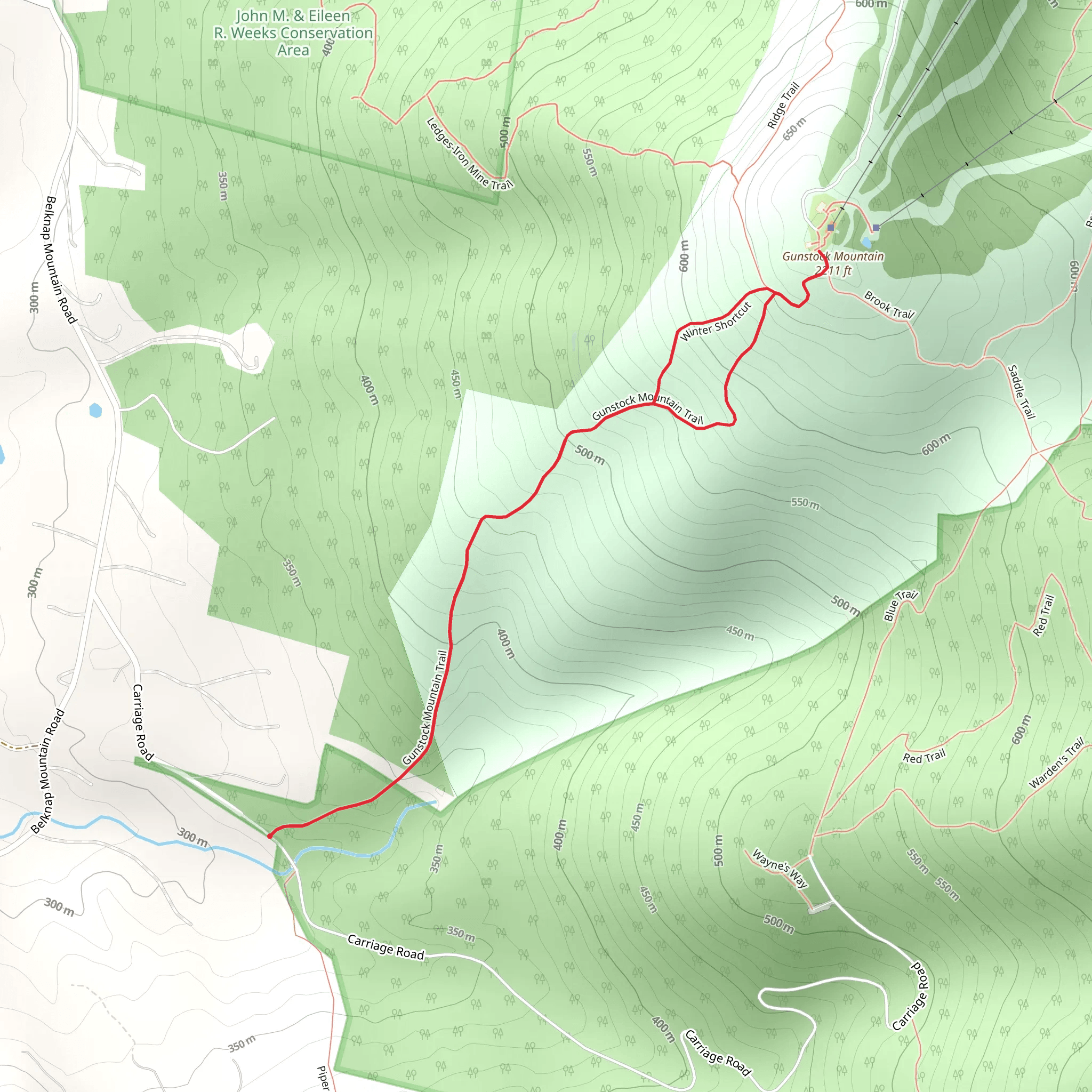 Gunstock Mountain Trail mobile static map