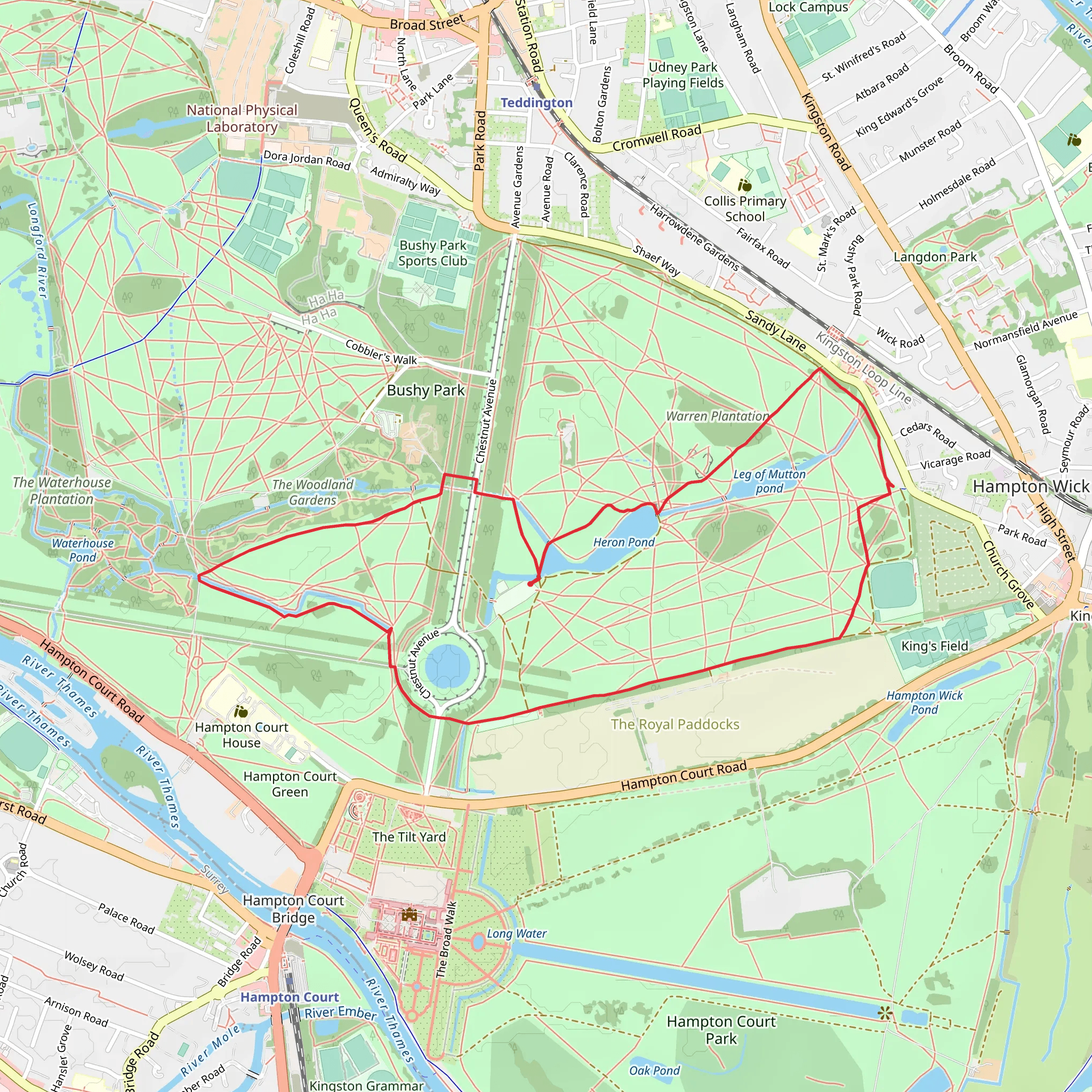 Bushy Park Loop mobile static map