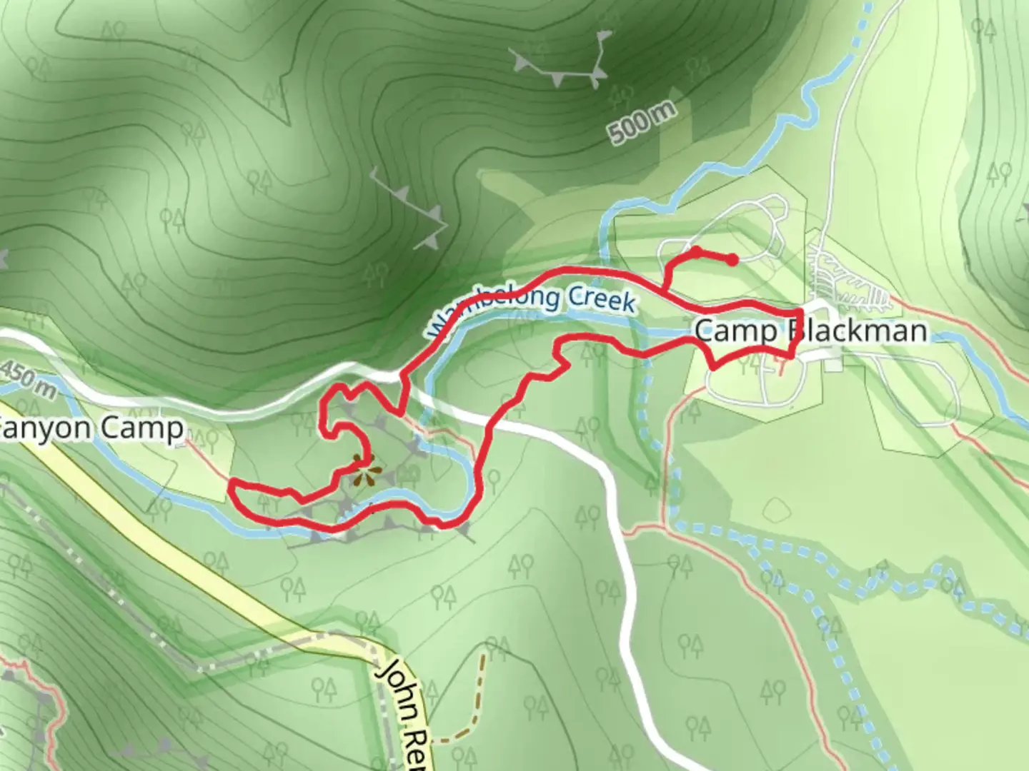 An image depicting the trail Wambelong Nature Loop Track and its surrounding area.
