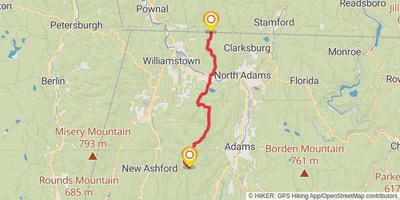 Appalachian Trail - Massachusetts stage 8 Map