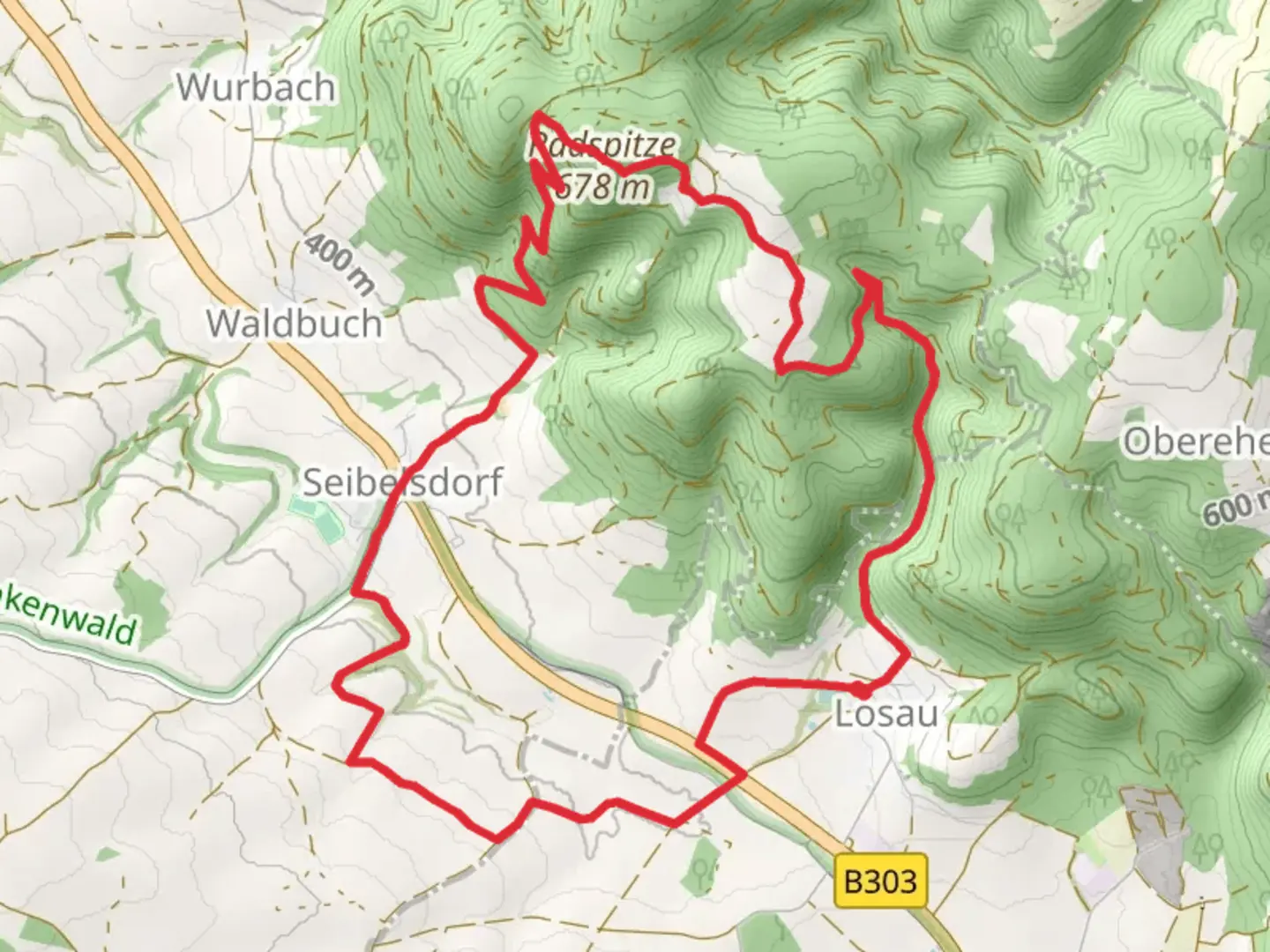 An image depicting the trail Katzbach Weg and Frankenwald Steigla Muschelkalkweg and its surrounding area.