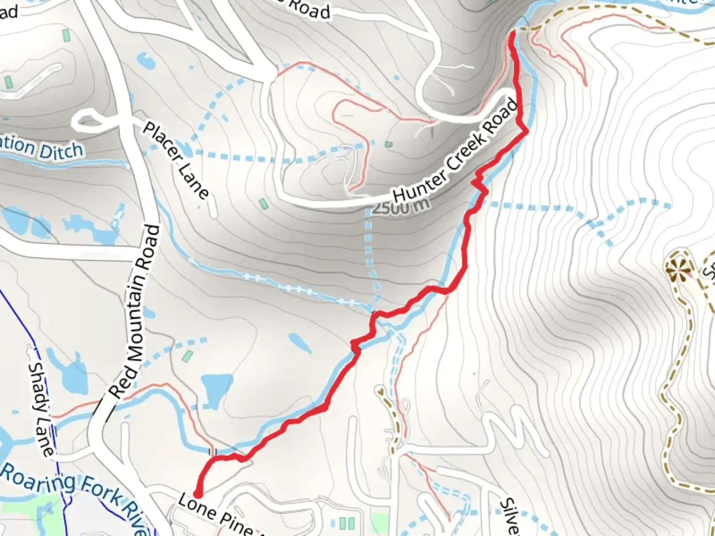 An image depicting the trail Lower Hunter Creek and its surrounding area.