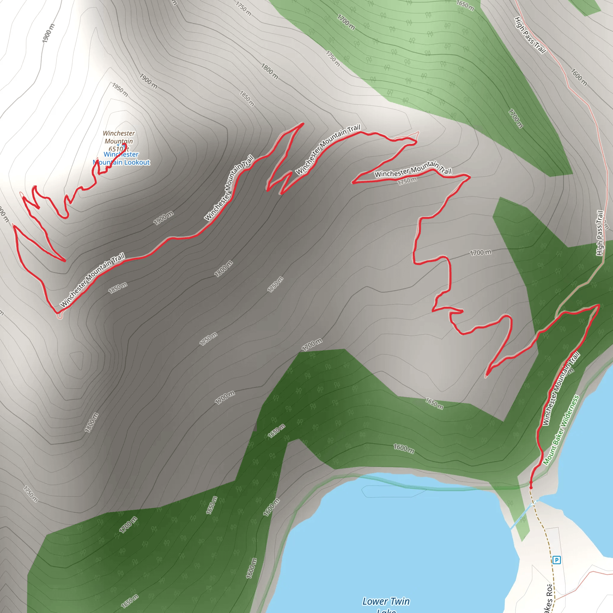 Winchester Mountain Trail mobile static map