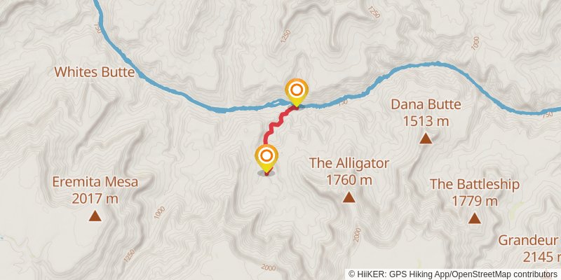 Hermit Trail to Bright Angel Trail spur 1 Map