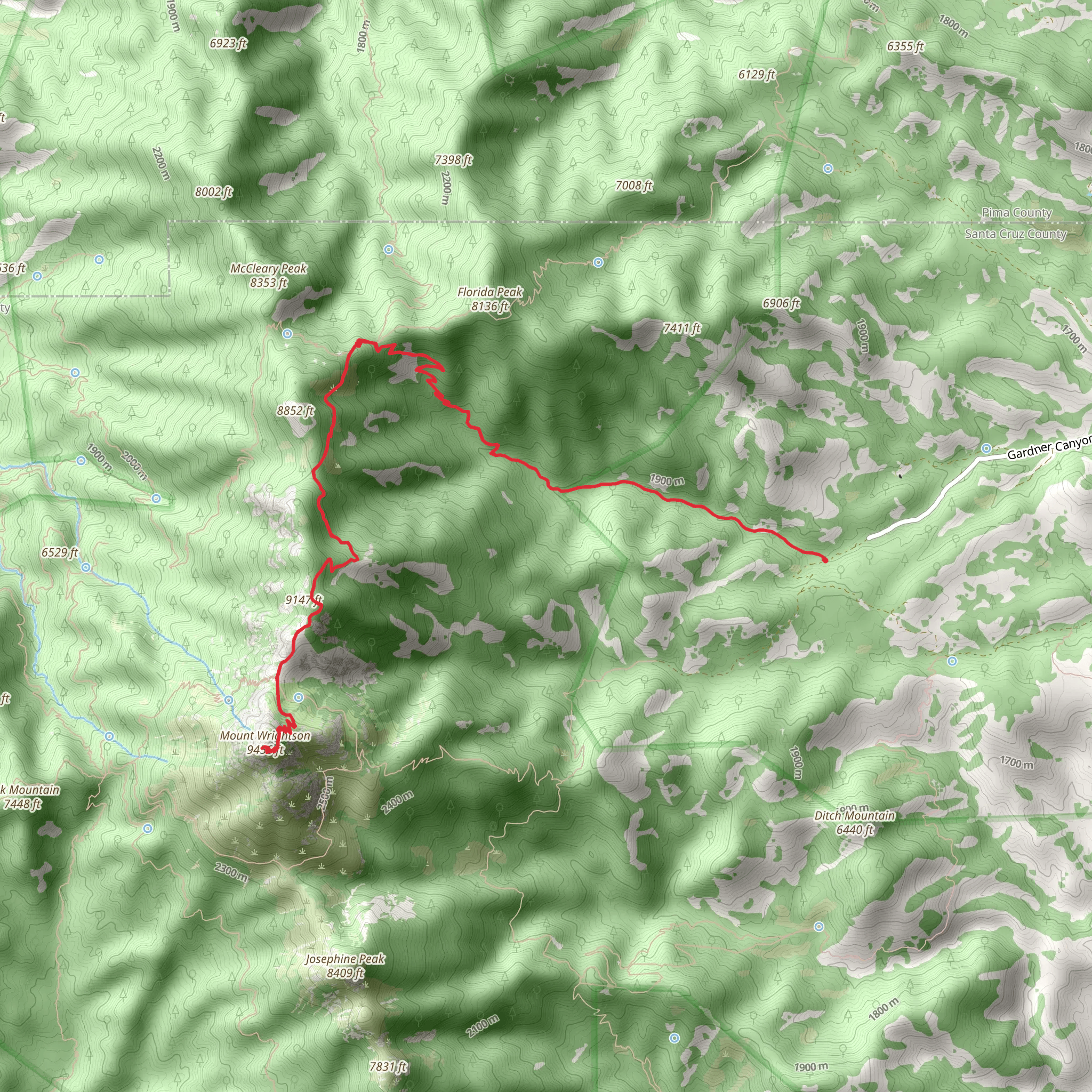 Mount Wrightson mobile static map