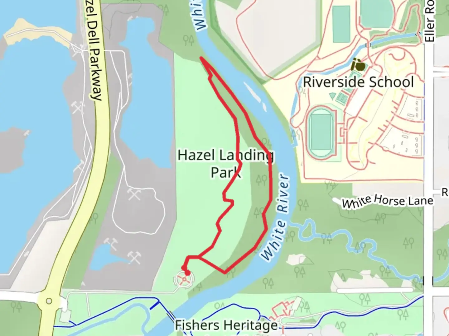 An image depicting the trail Hazel Landing Park Loop and its surrounding area.