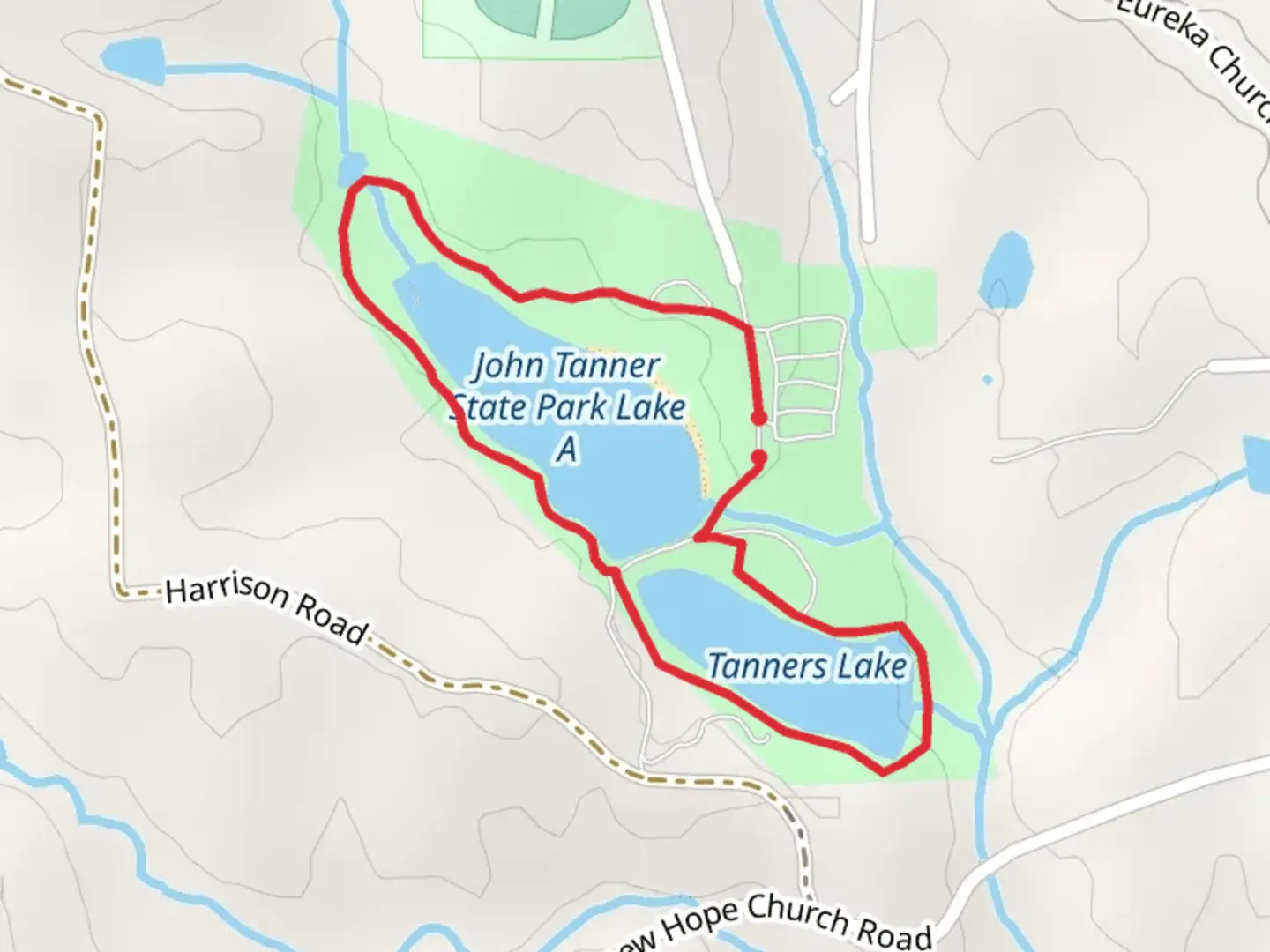 An image depicting the trail Tanners Lake Loop and its surrounding area.