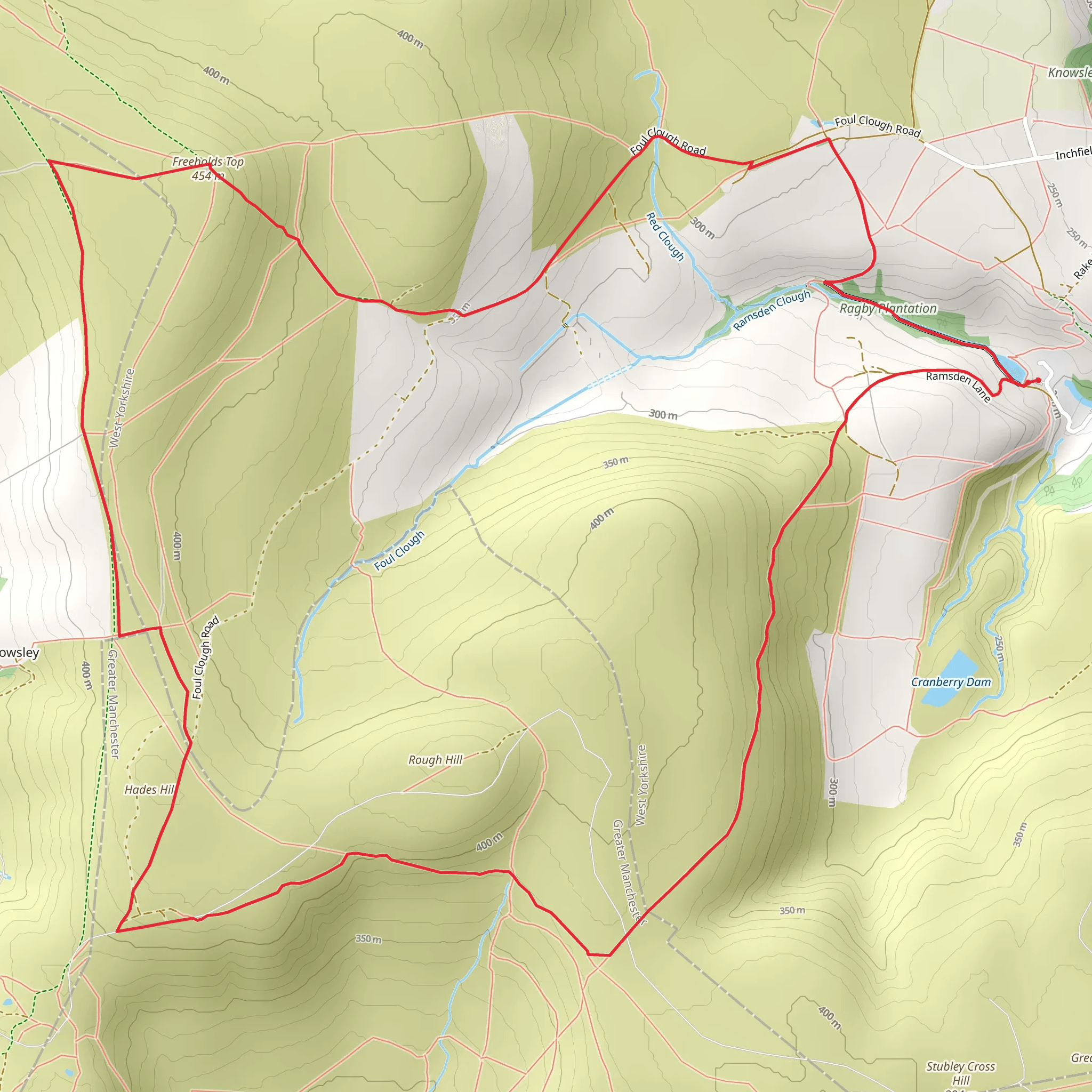 Ramsden Wood and Hades Hill from Walsden mobile static map