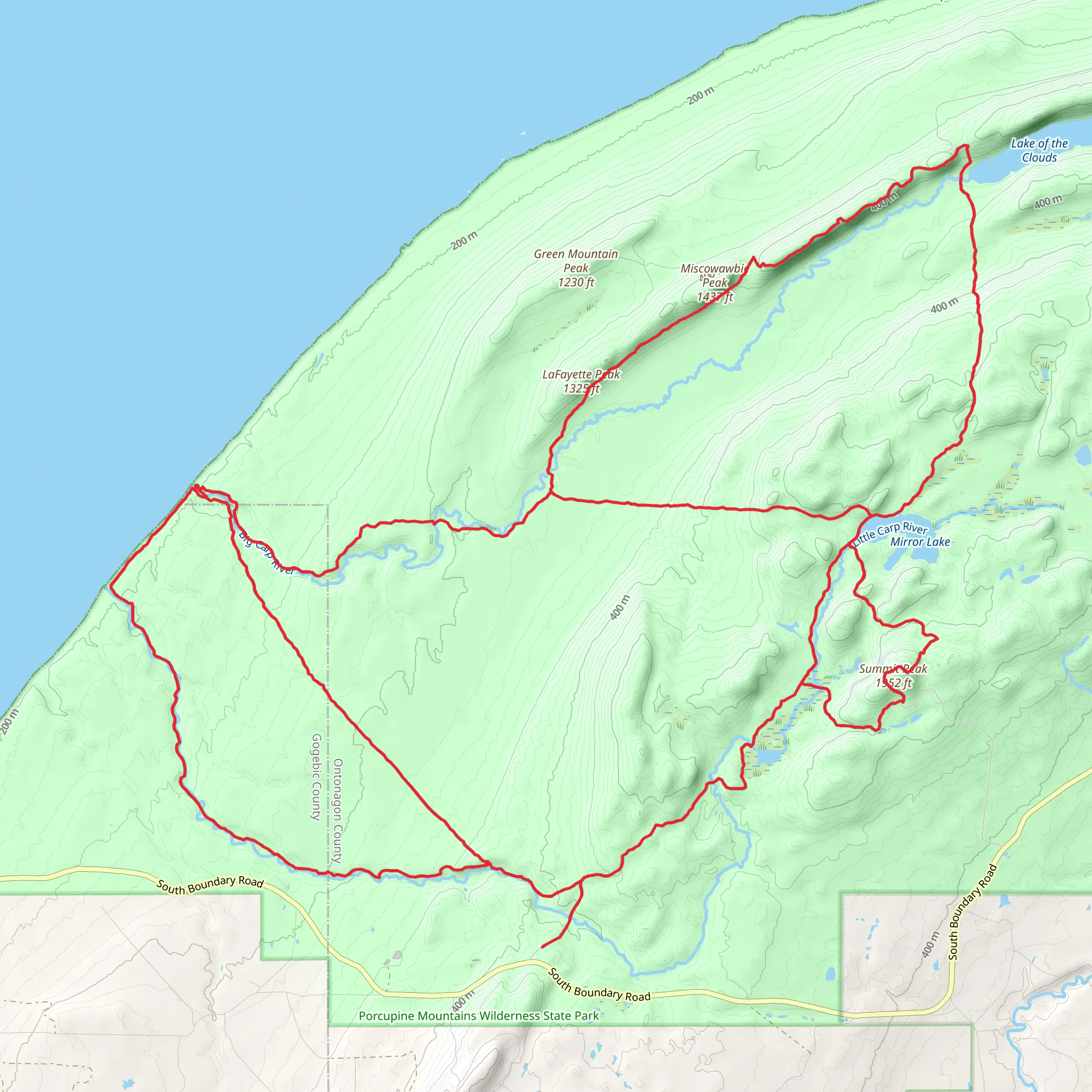 Big and Little Carp Trails mobile static map