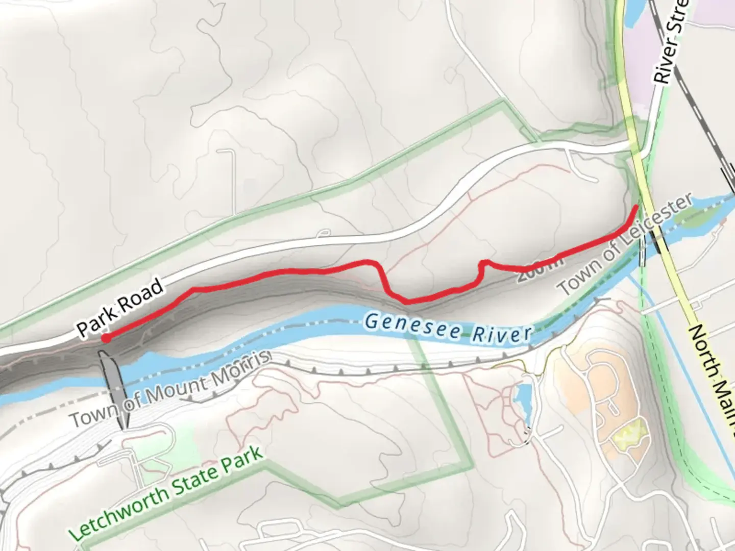 An image depicting the trail Genesee River from Park Road and its surrounding area.