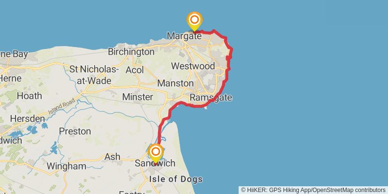 Camber to Dartford Station Walk via England Coast Path stage 5 Map