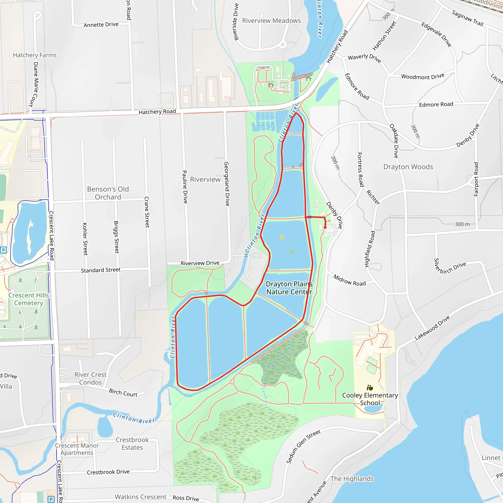 Drayton Plains Nature Center Loop mobile static map