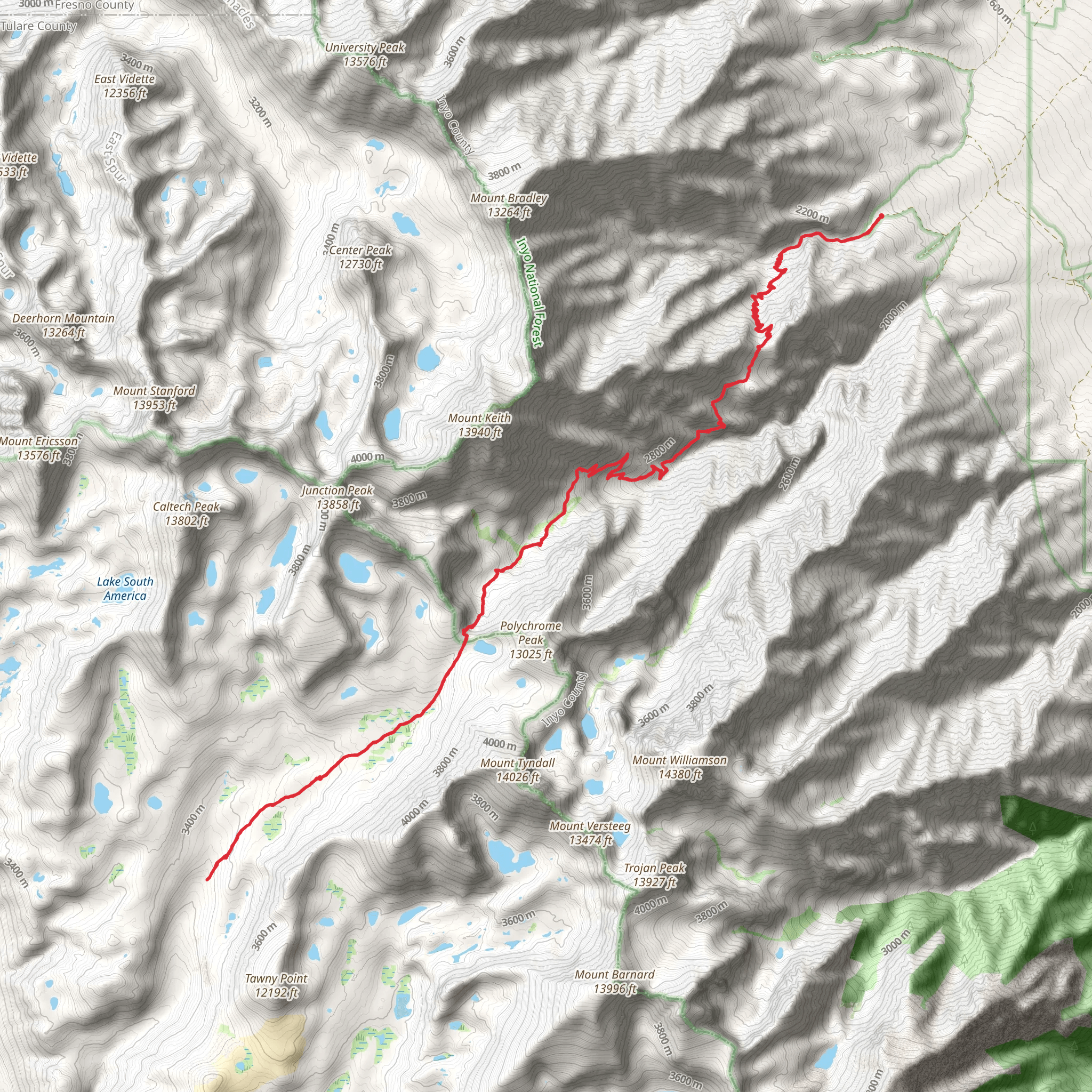 Shepherd Pass Trail mobile static map