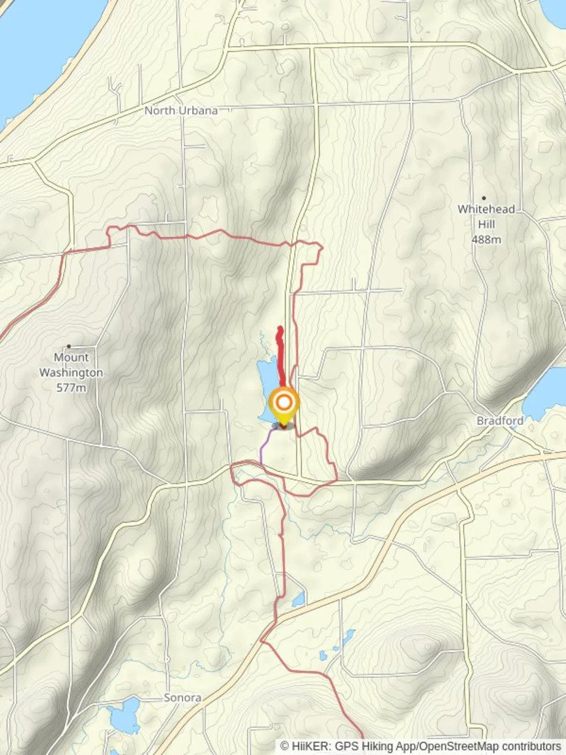 An image depicting the trail Birdseye Hollow Park and its surrounding area.