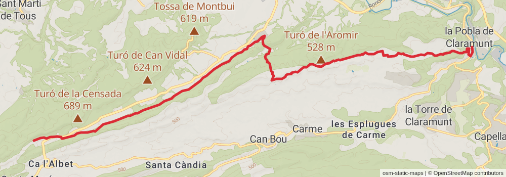 GR 172 De Bellprat to la Mussara stage 11 Map