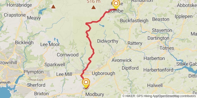 Two Moors Way stage 2 Map