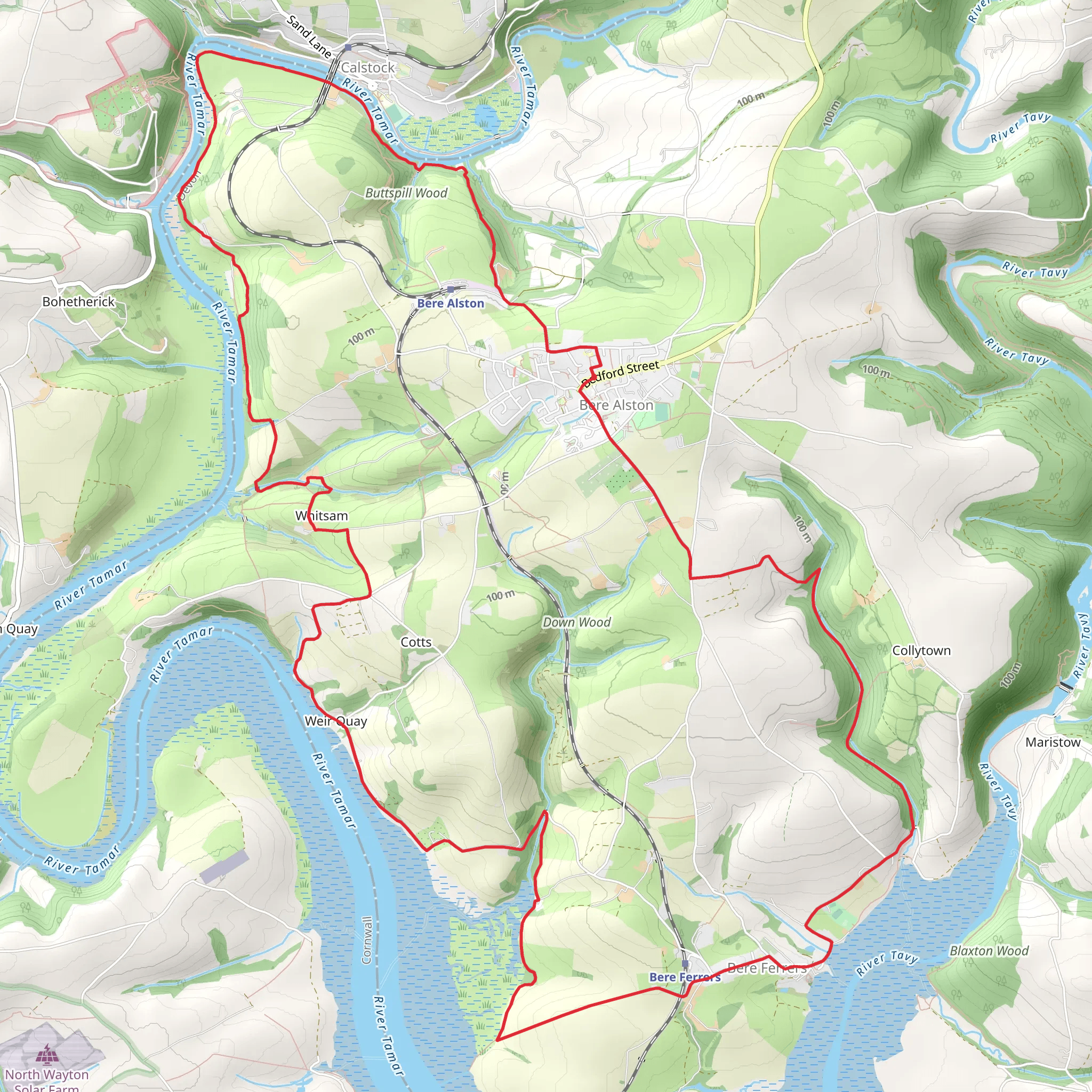 Buttspill Wood and River Tamar Loop mobile static map