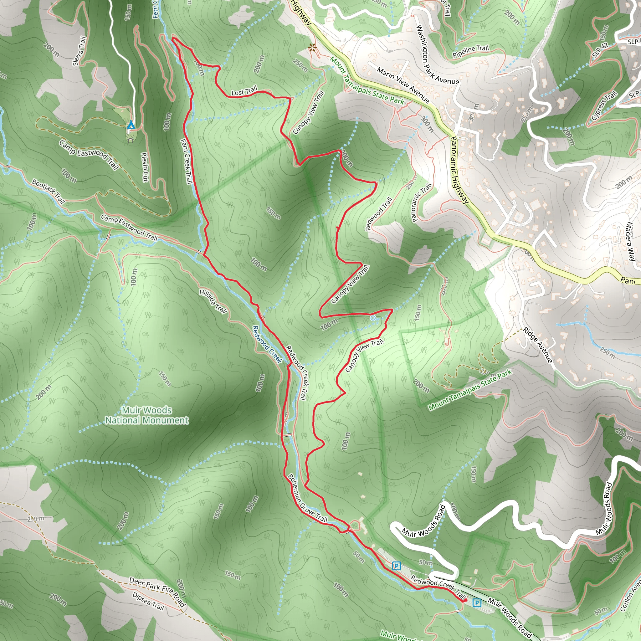 Fern Creek and Canopy Loop Trail mobile static map