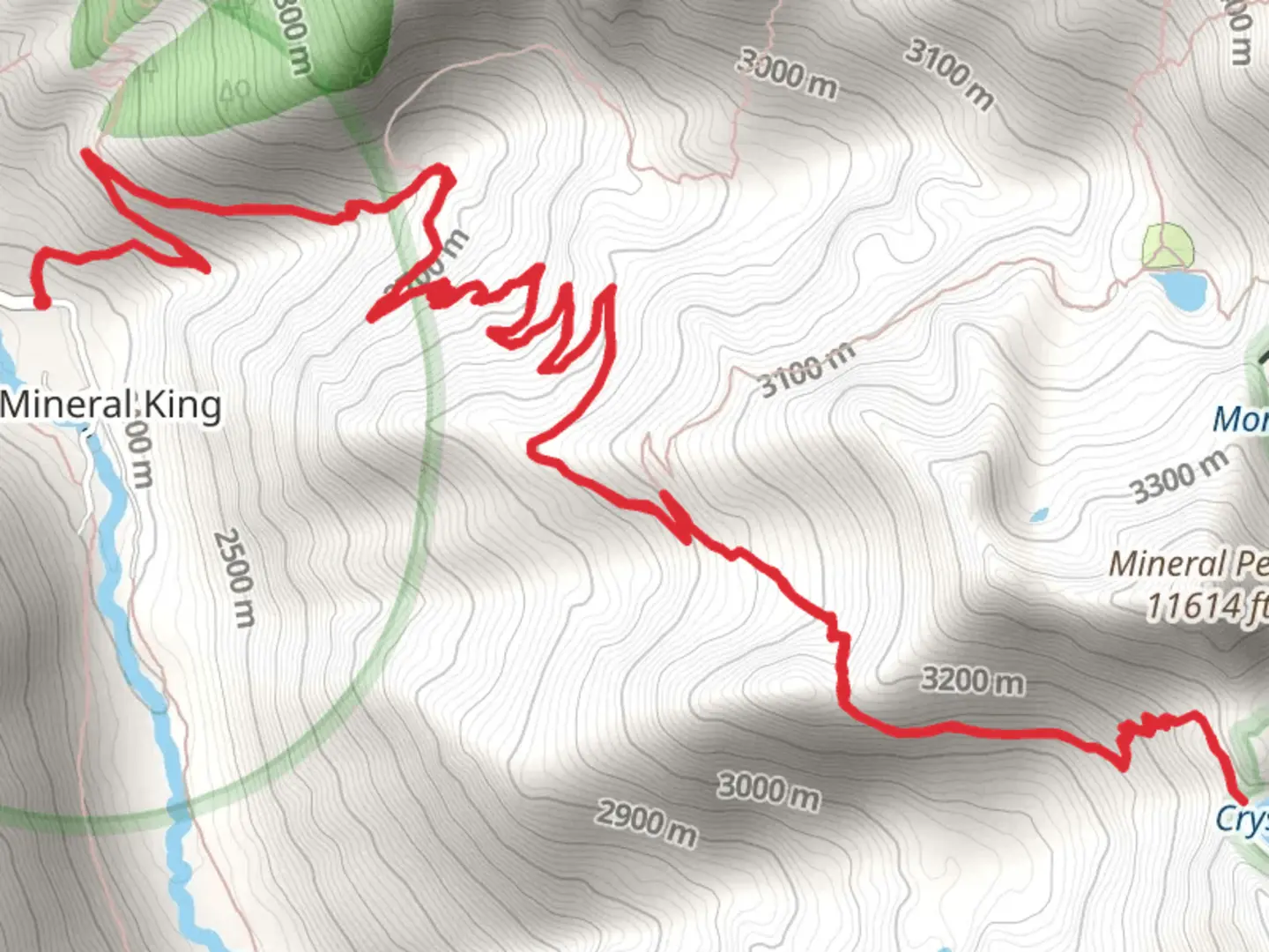An image depicting the trail Crystal Lake via Monarch Lakes Trail and its surrounding area.