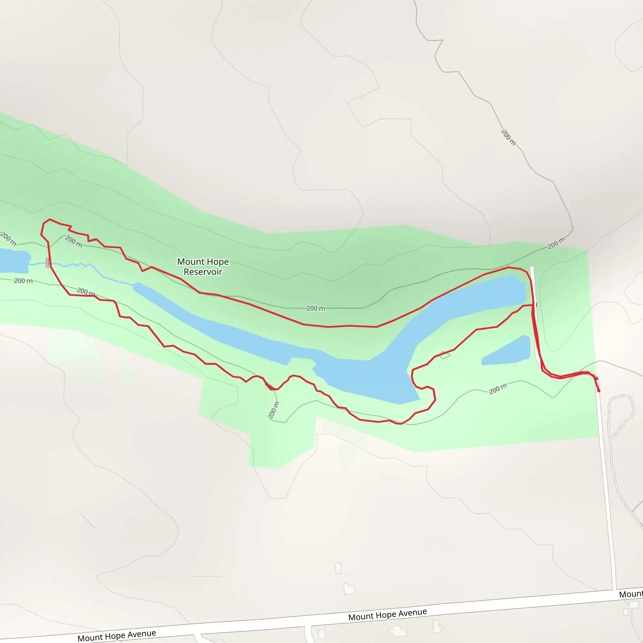 Mount Hope Reservoir Loop mobile static map