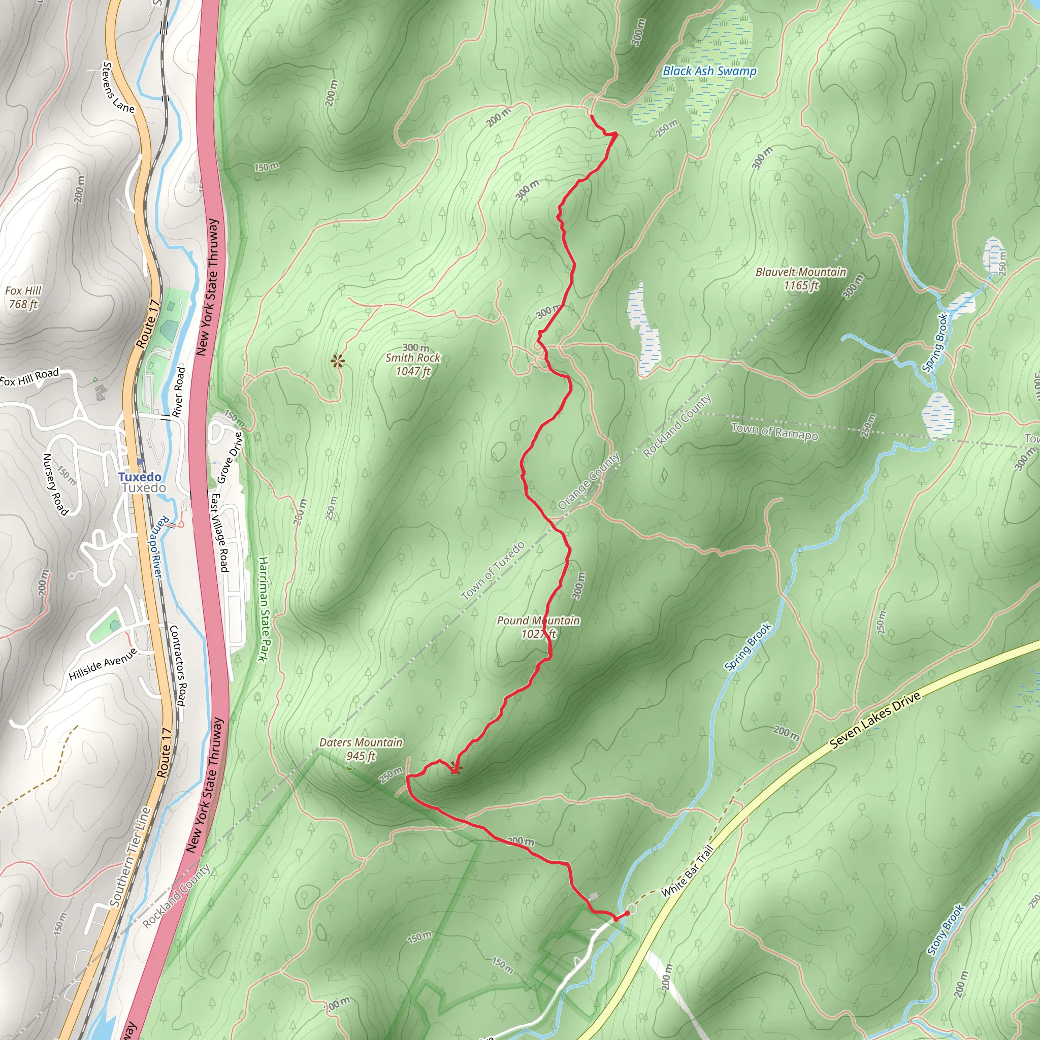 Pound Mountain and Black Ash Swam Trail mobile static map