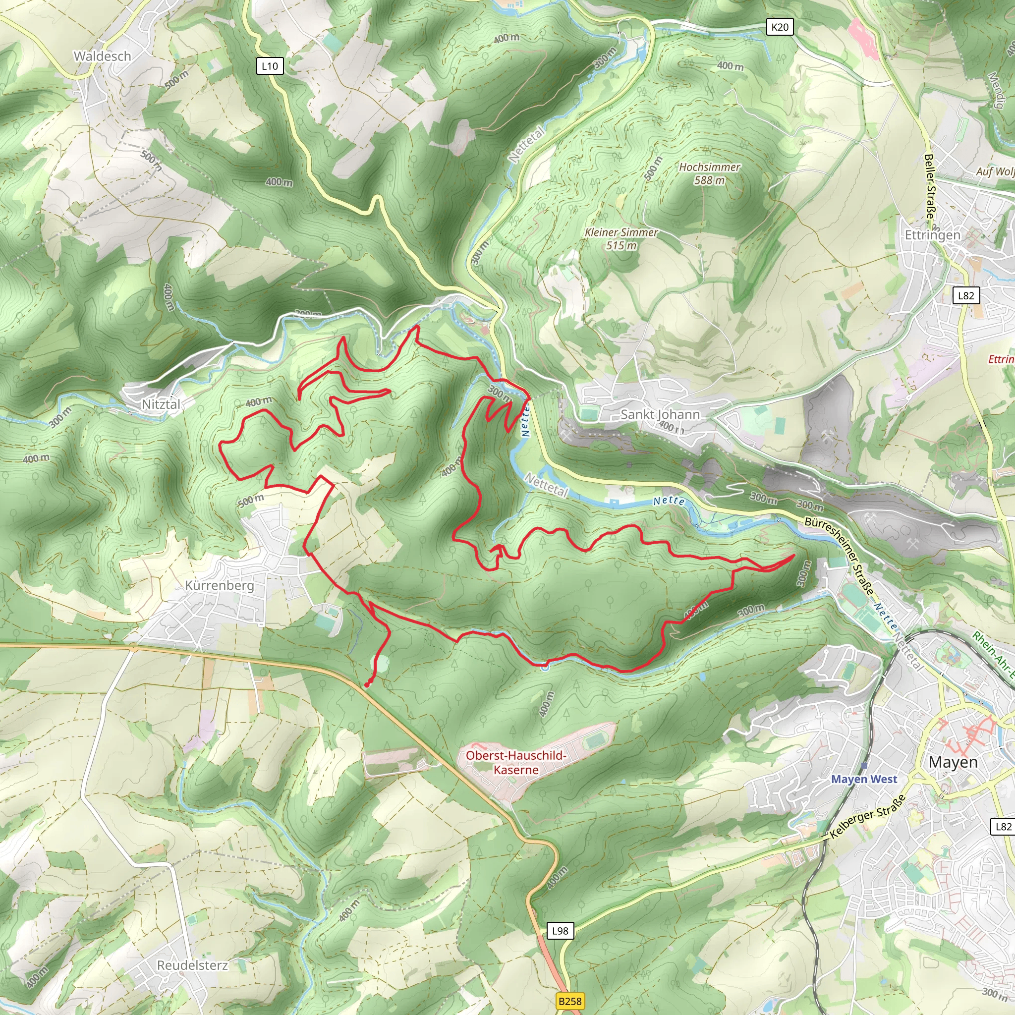 Schalkopf, Funfkantenstein and Kurrenberg Loop mobile static map