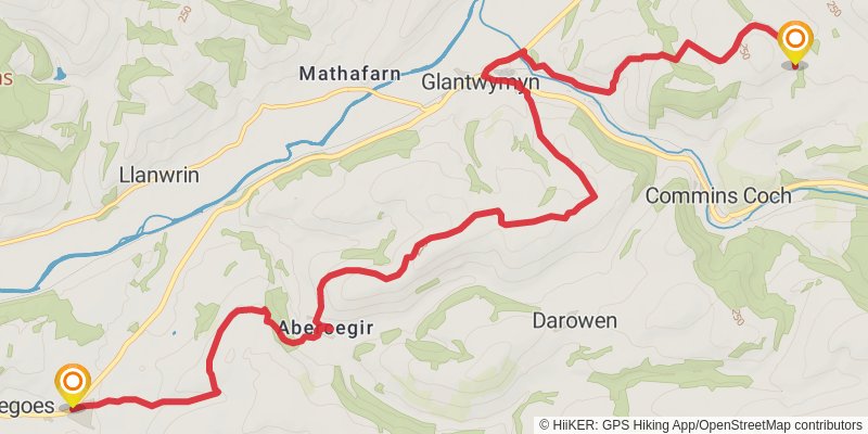Glyndŵr's Way stage 8 Map