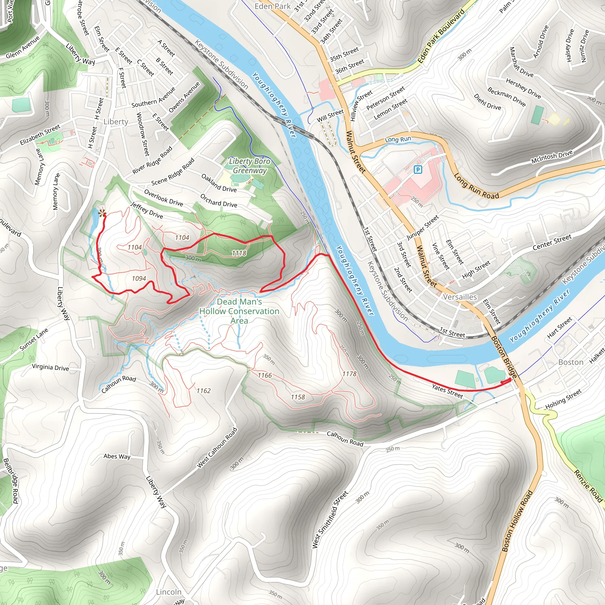 Catfish Pond Trail via Great Allegheny Passage mobile static map