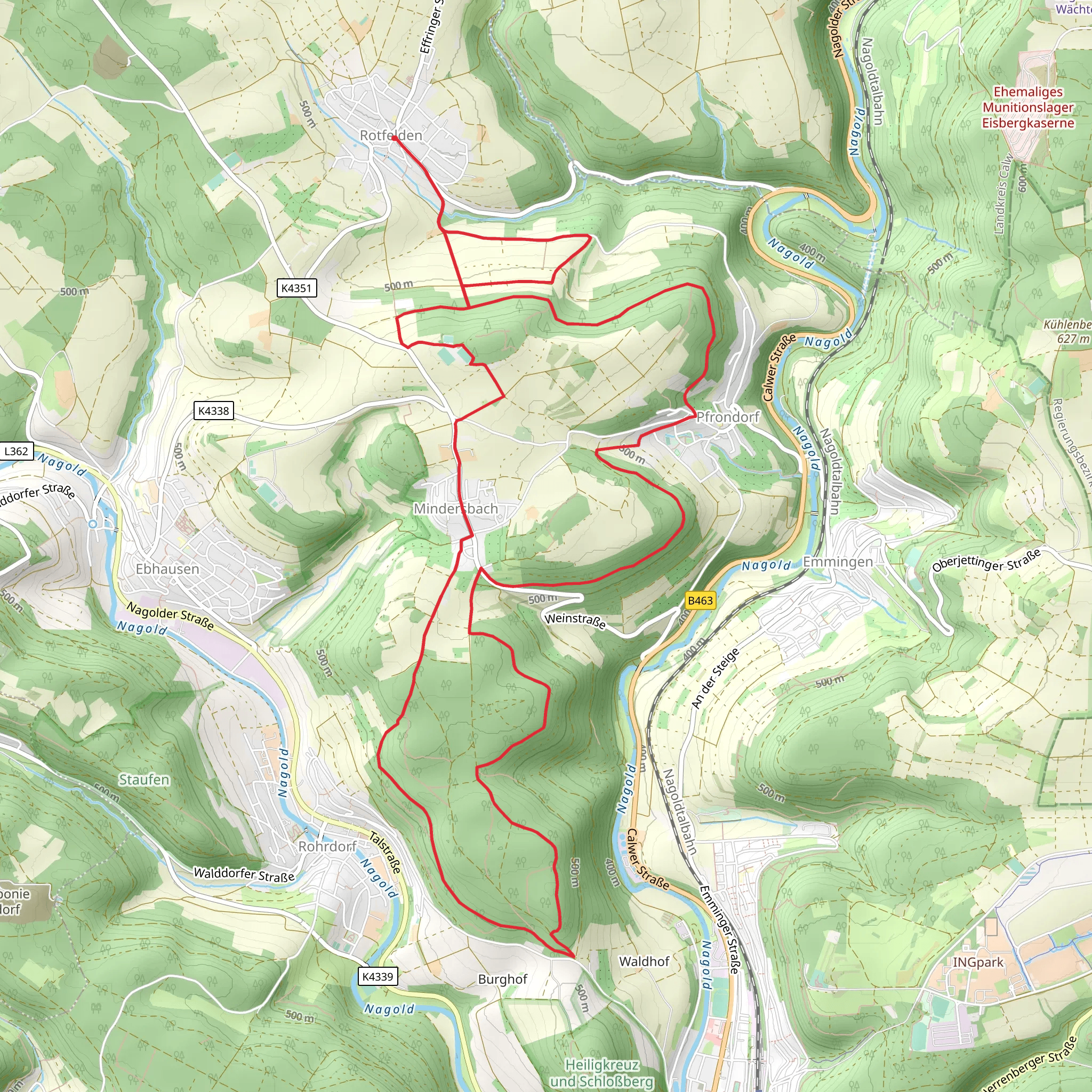 Pfrondorf and Rohrdorf Loop mobile static map