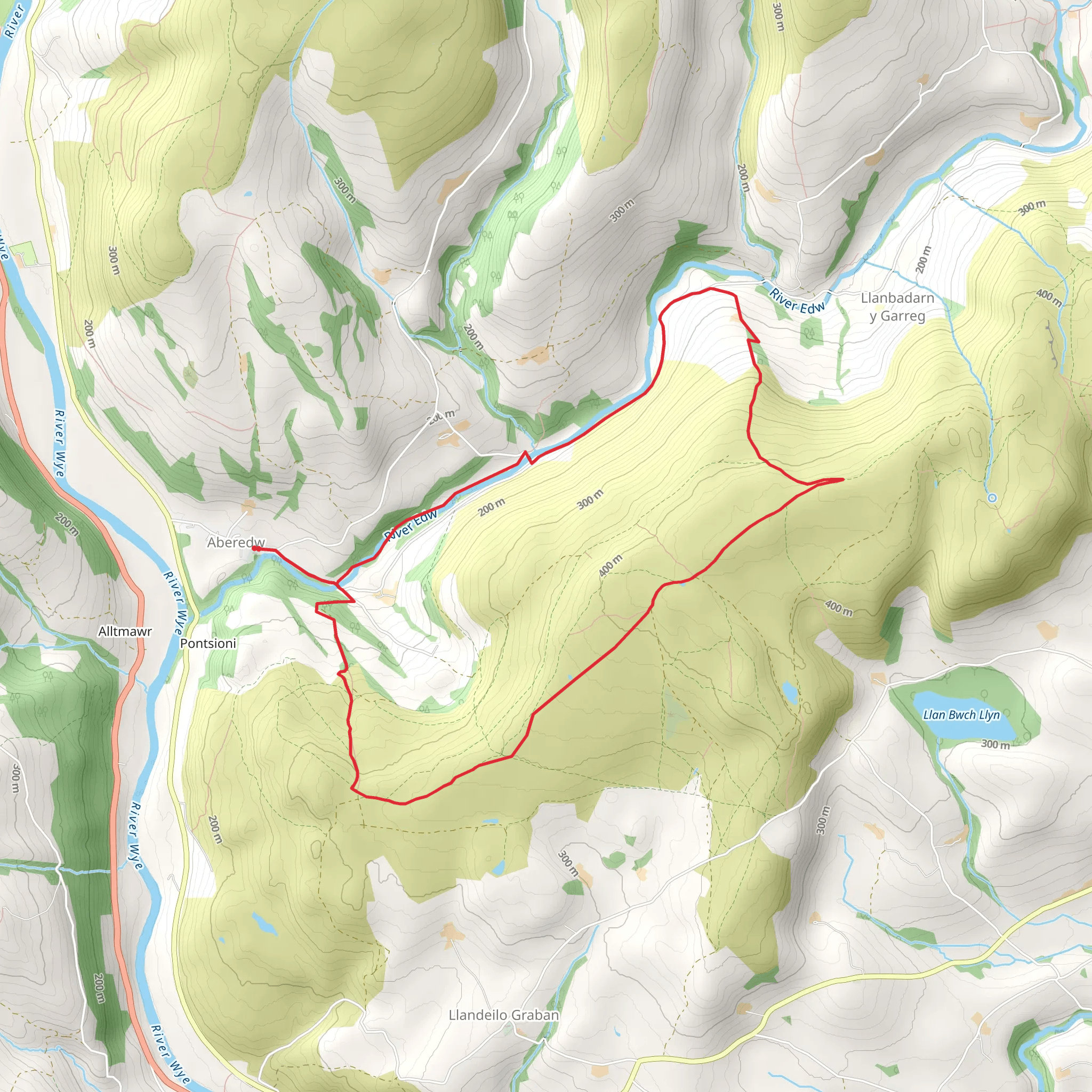 Llandeilo Hill from Aberedw mobile static map