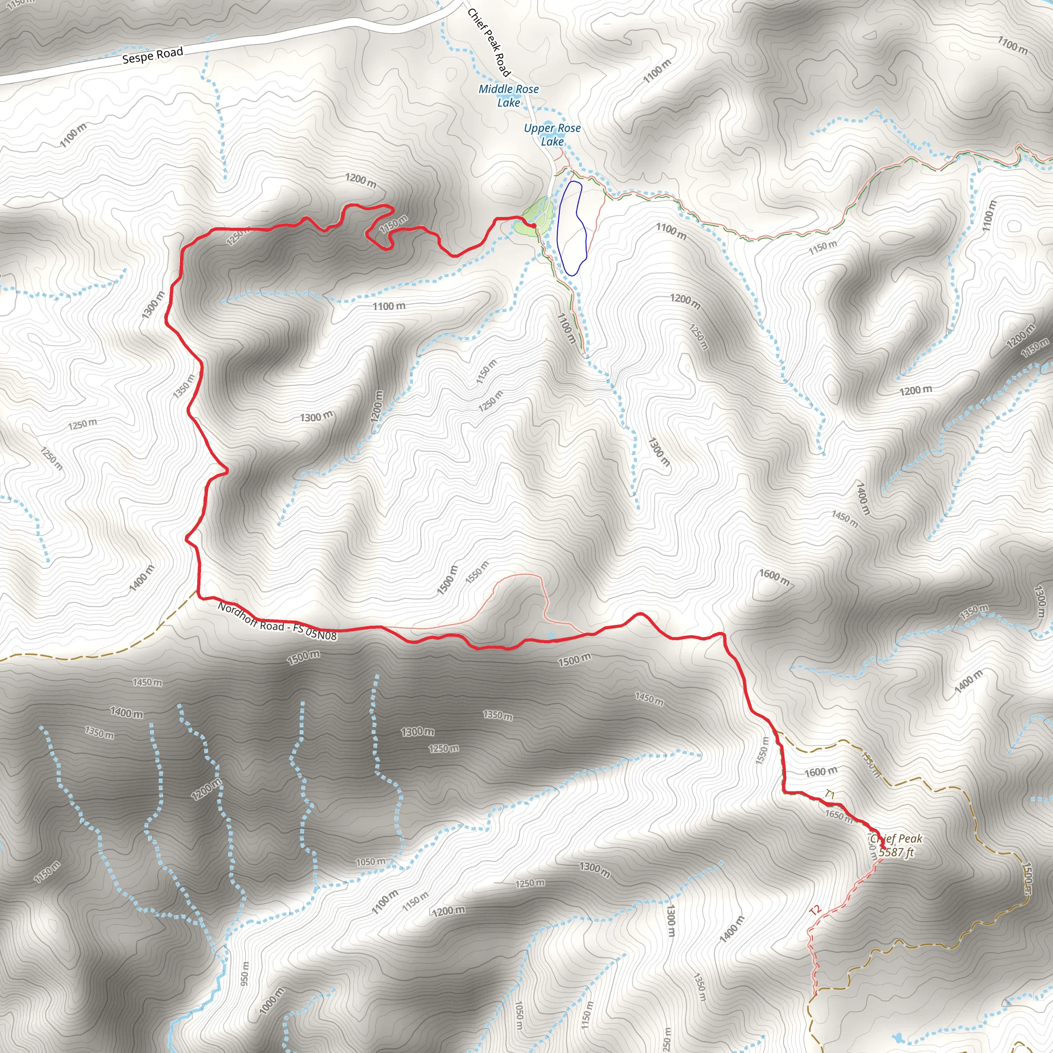 Chief Peak via Chief Peak Road mobile static map