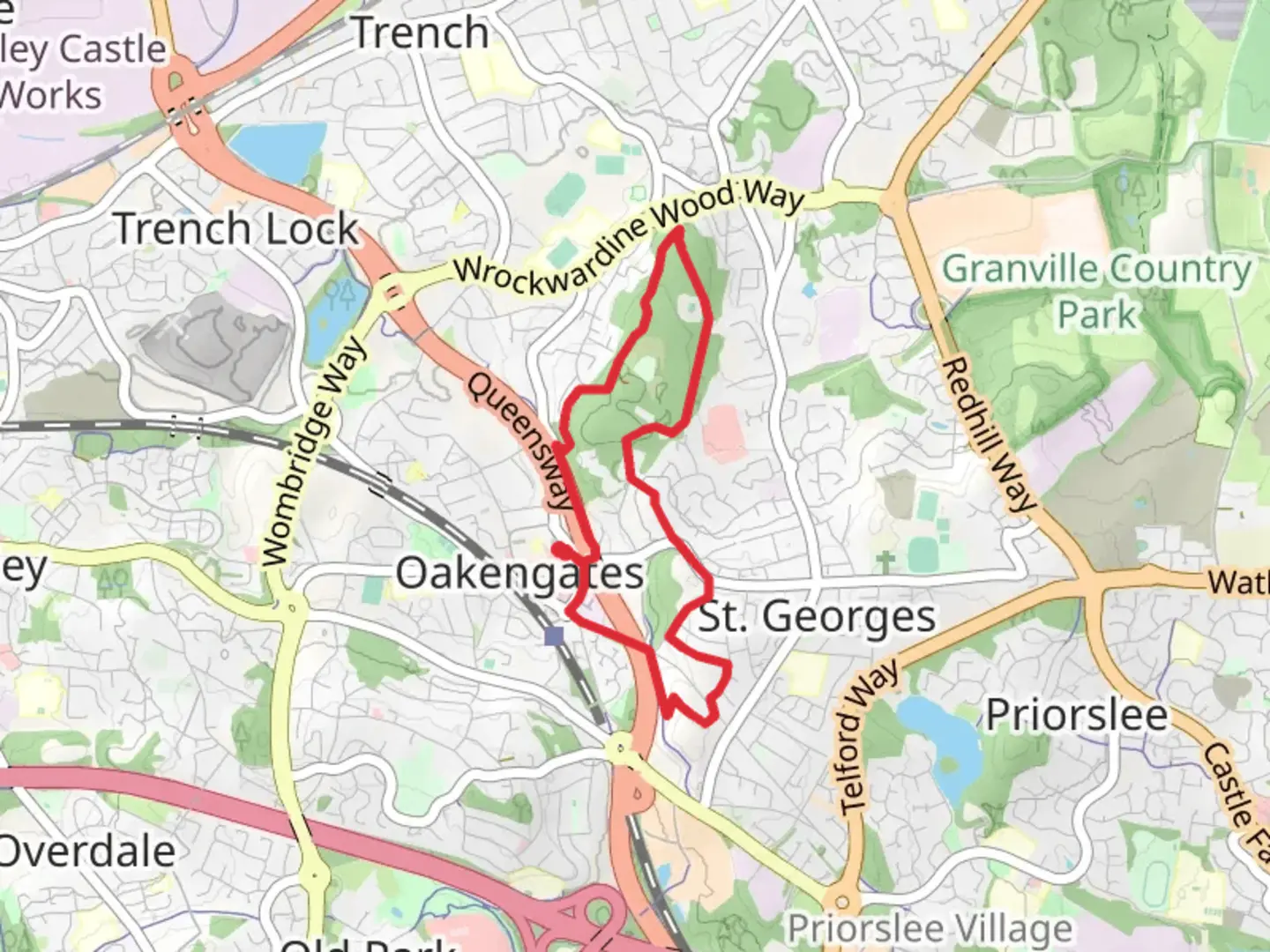 An image depicting the trail Oakengates and its surrounding area.