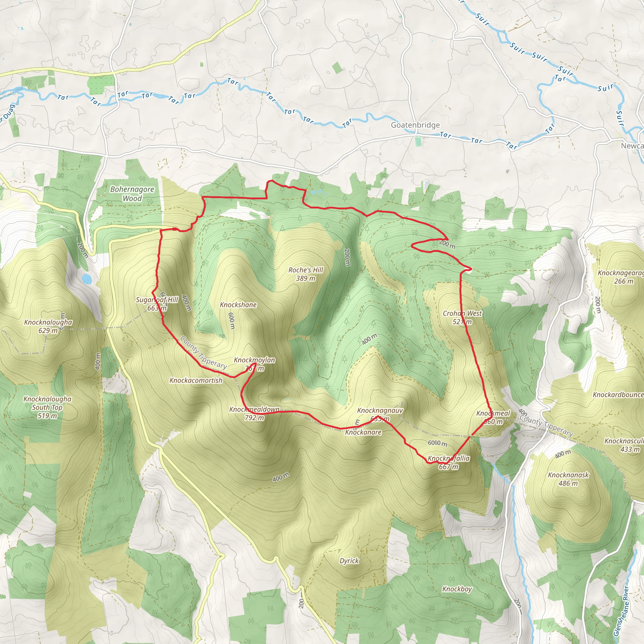 Knockmealdown Mountains Loop mobile static map