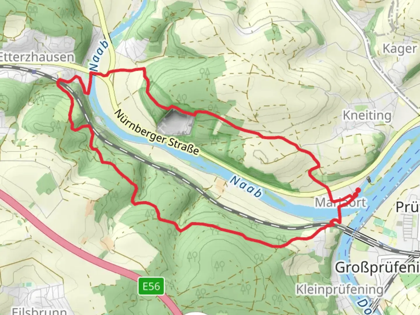 An image depicting the trail Wallfahrer Weg and Jurasteig Haupt Route and its surrounding area.