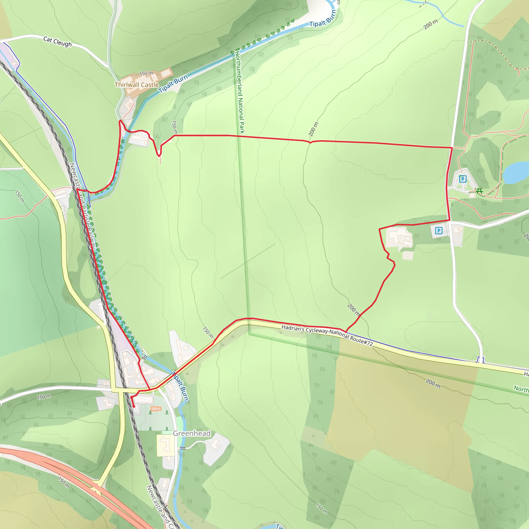 Magnis Roman Fort and Thirlwall Castle Loop mobile static map