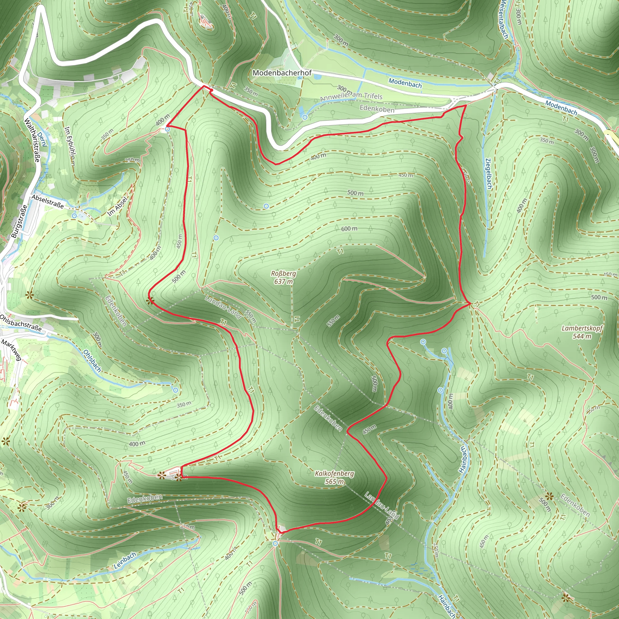 The 5 Burgen Blick, Neuscharfeneck Loop via Drei Burgen Weg mobile static map
